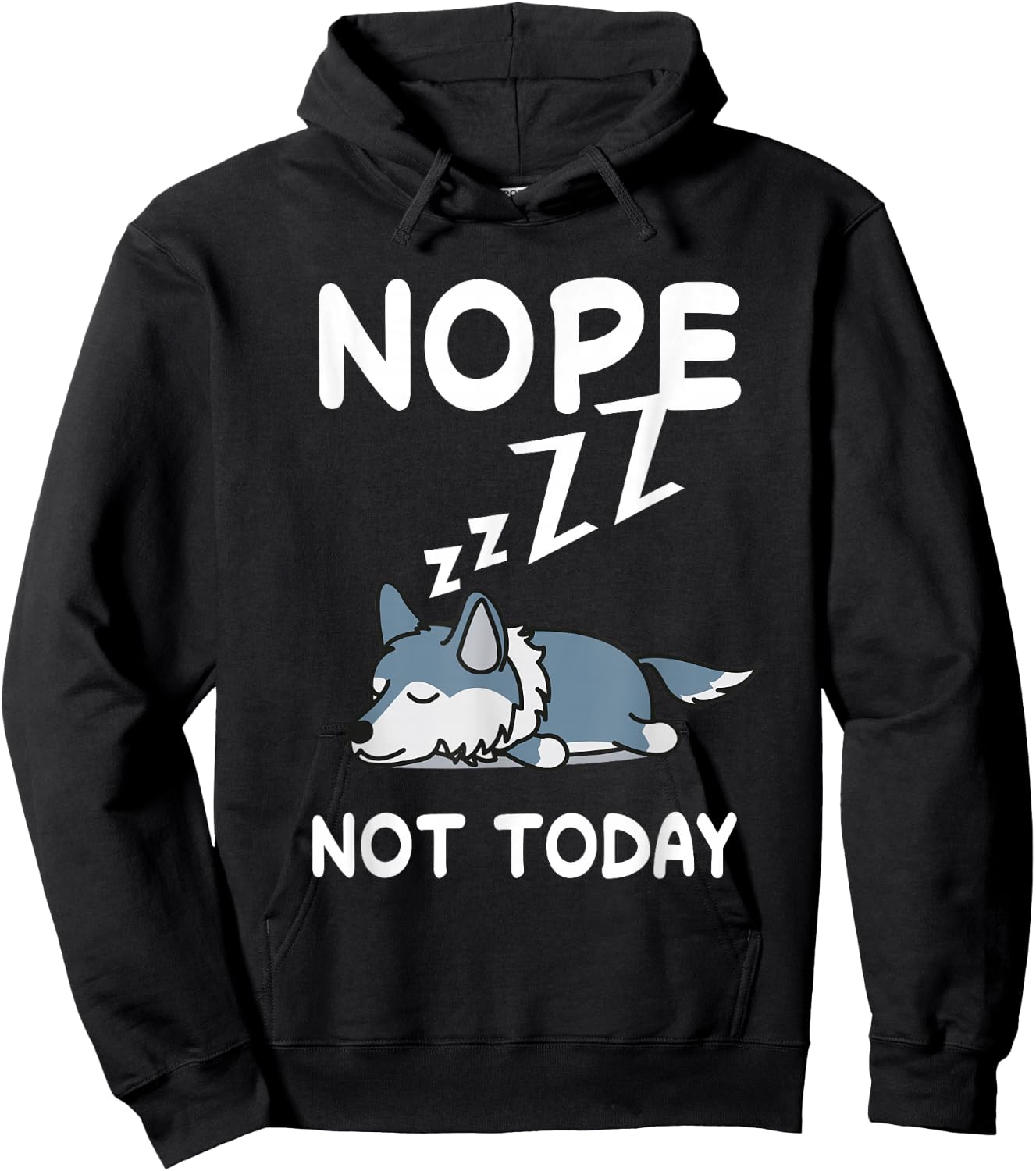 Nope Wolf Nap Sleeping Pajama Nightgown Hoodie - Hoodie | Black