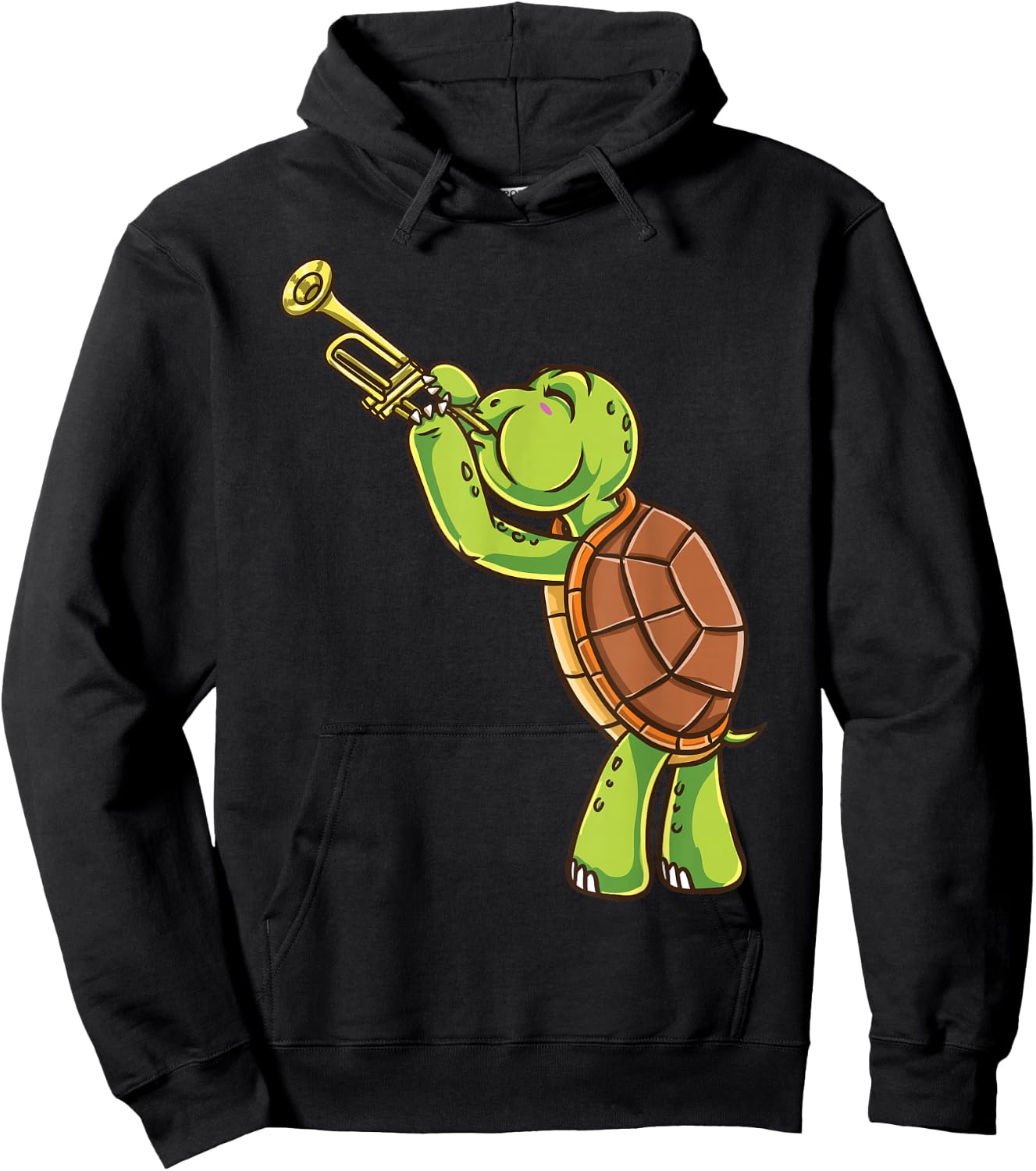 Turtle Playing Trumpet Hoodie - Hoodie | Black