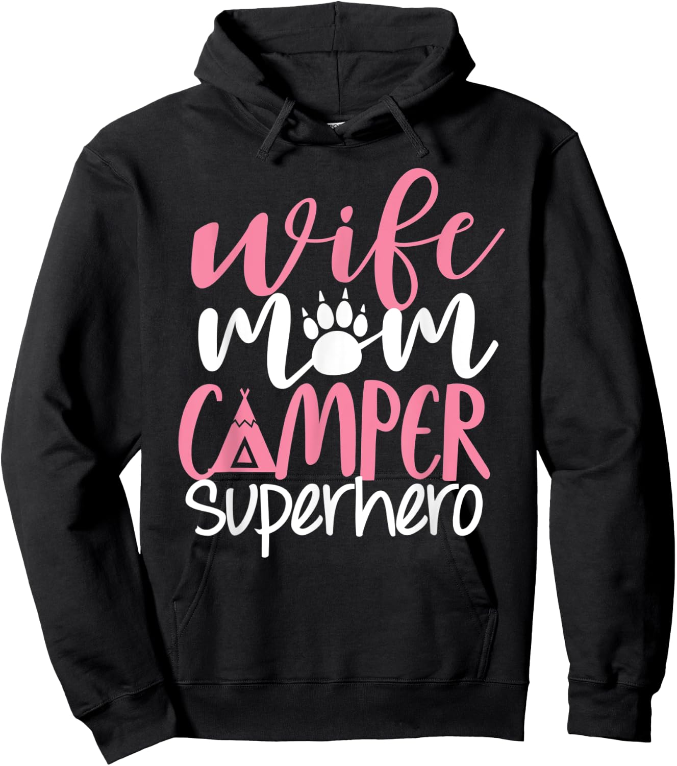 Camping Mom Shirt Funny Wife Mom Camper Superhero Mama Women Hoodie - Hoodie | Black