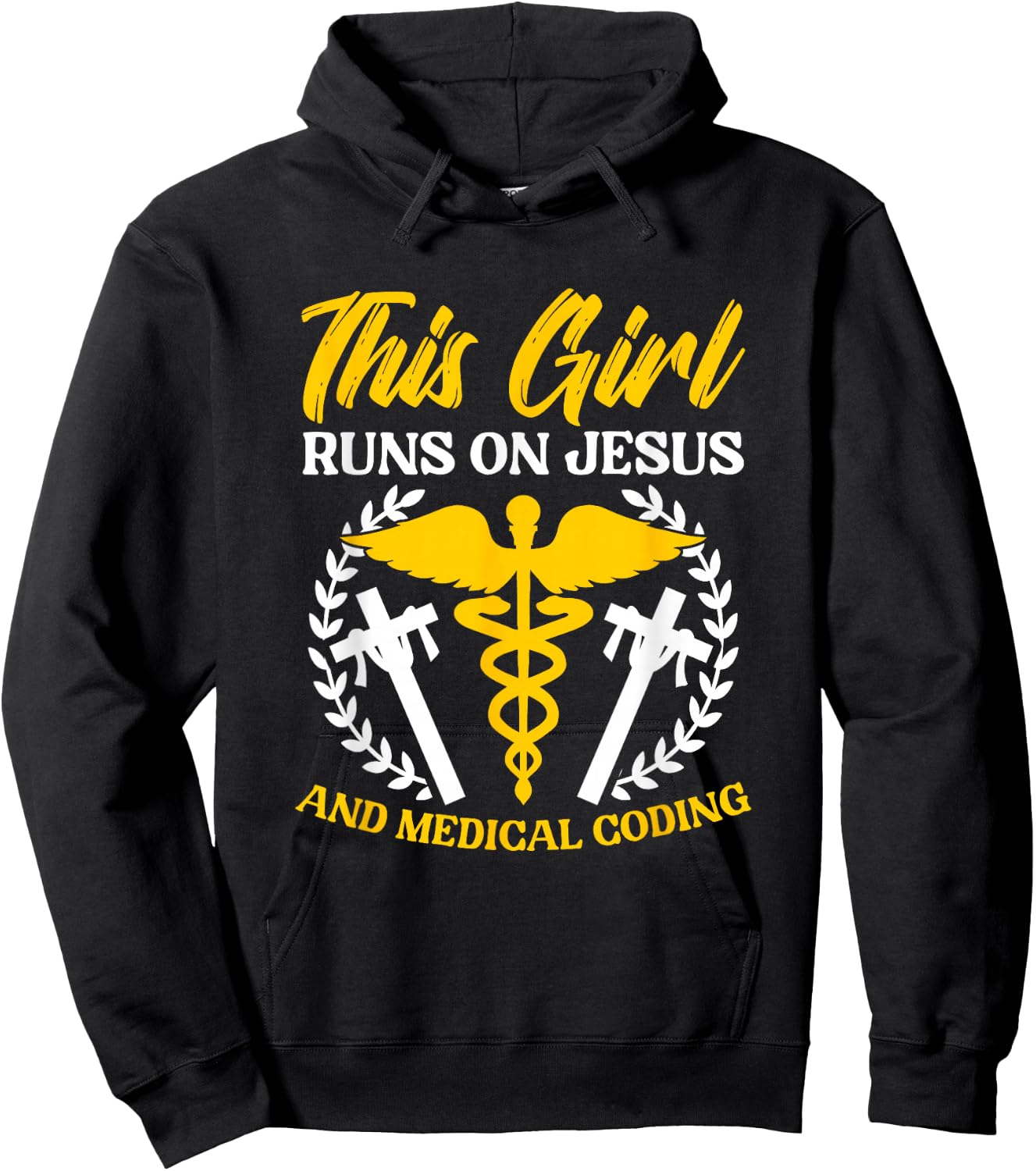 Girl Runs Jesus Medical Coding Clinical Biller Medical Coder Hoodie - Hoodie | Black