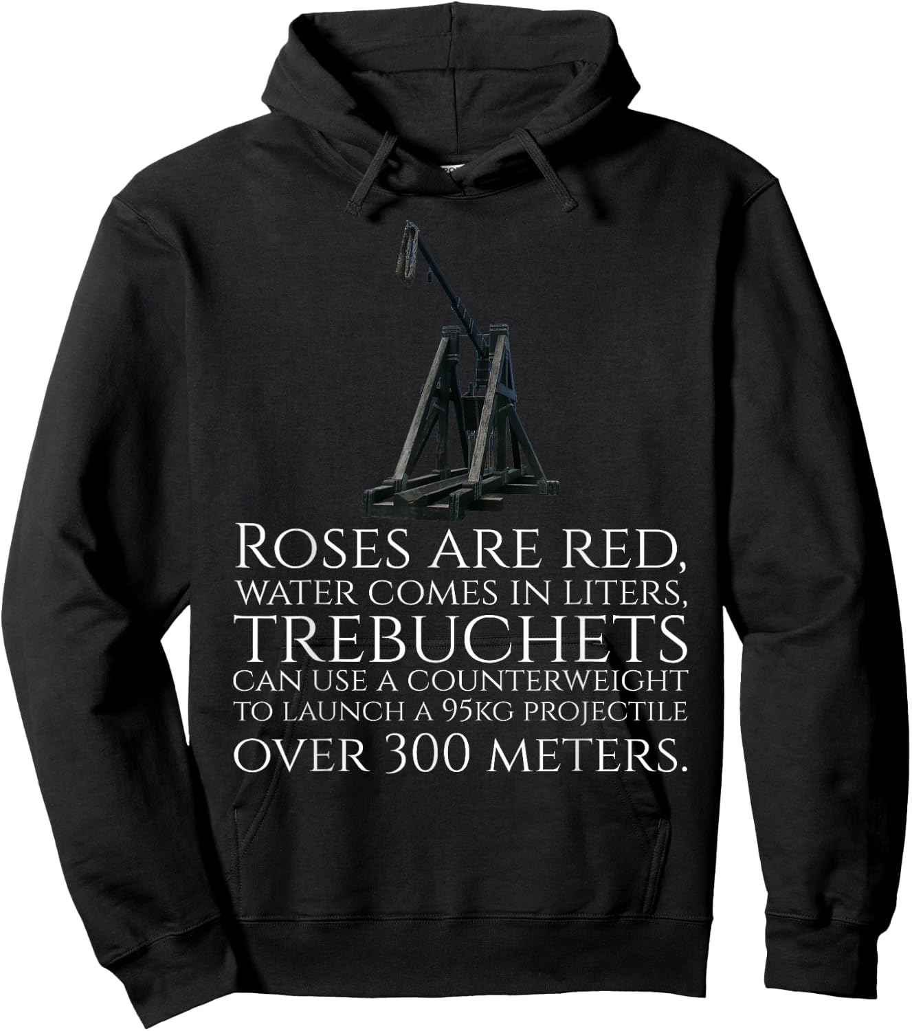 Funny Medieval History Trebuchet Catapult Valentines Day Hoodie - Hoodie | Black