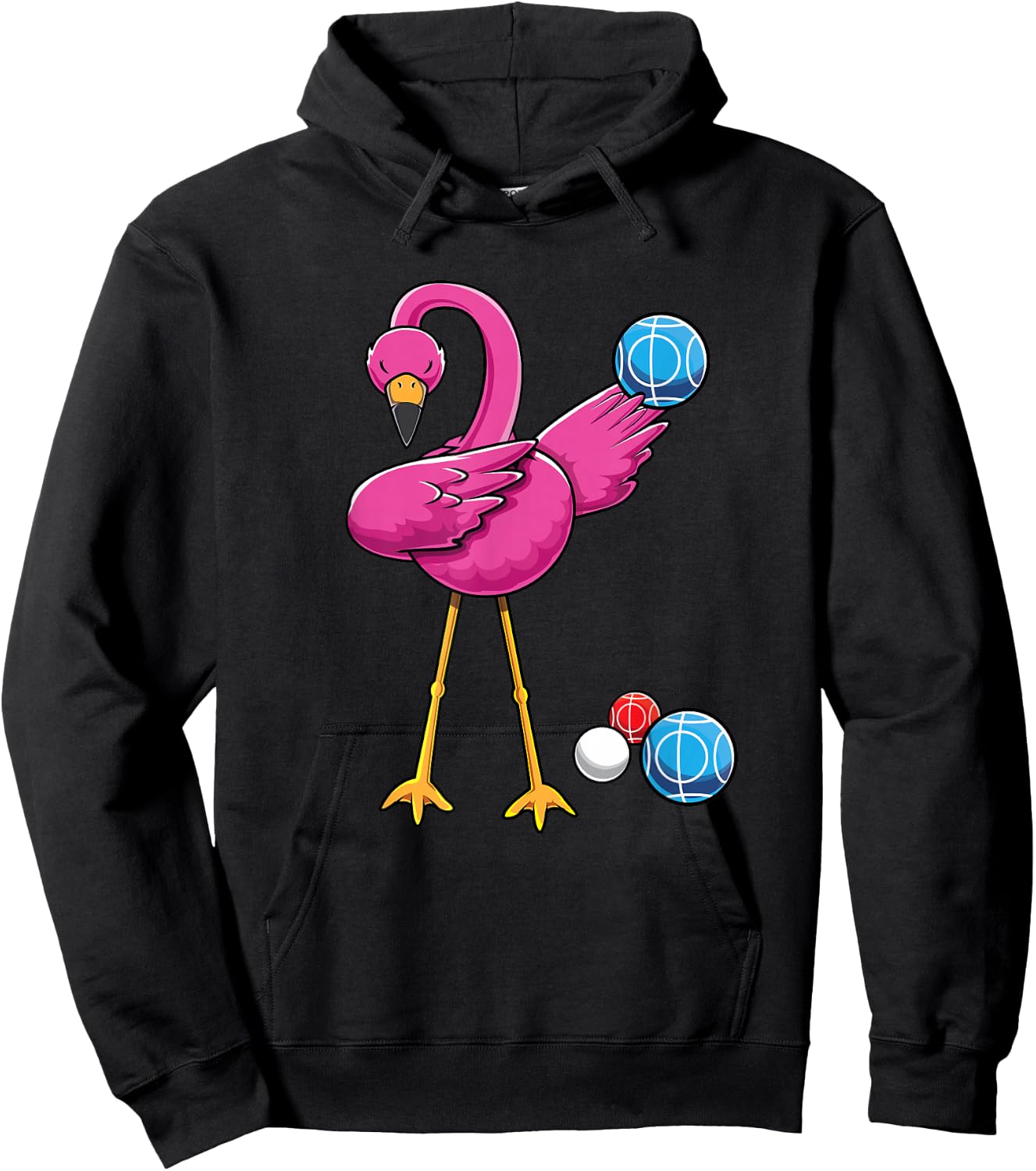 Cute Dabbing Flamingo Bocce Ball Player Boccie Girls Bocci Hoodie - Hoodie | Black