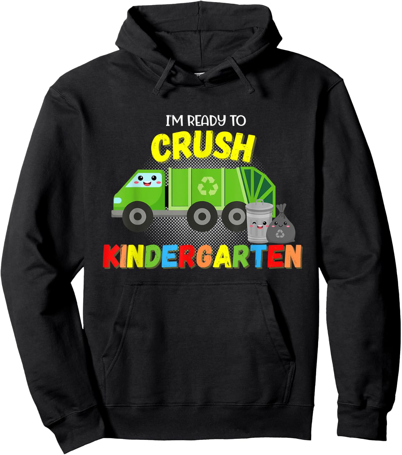 Garbage Truck Kindergarten Back to School Boy First Day Tot Hoodie - Hoodie | Black