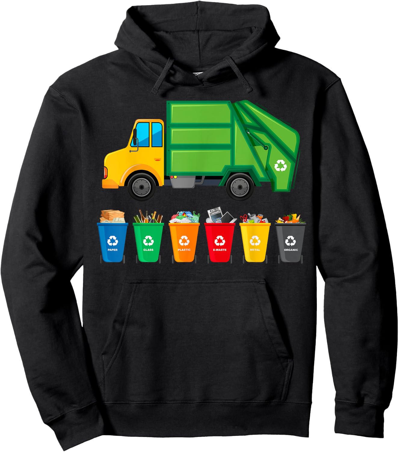 Garbage Truck Reuse Recycle Trash Collector Earth Day Hoodie - Hoodie | Black