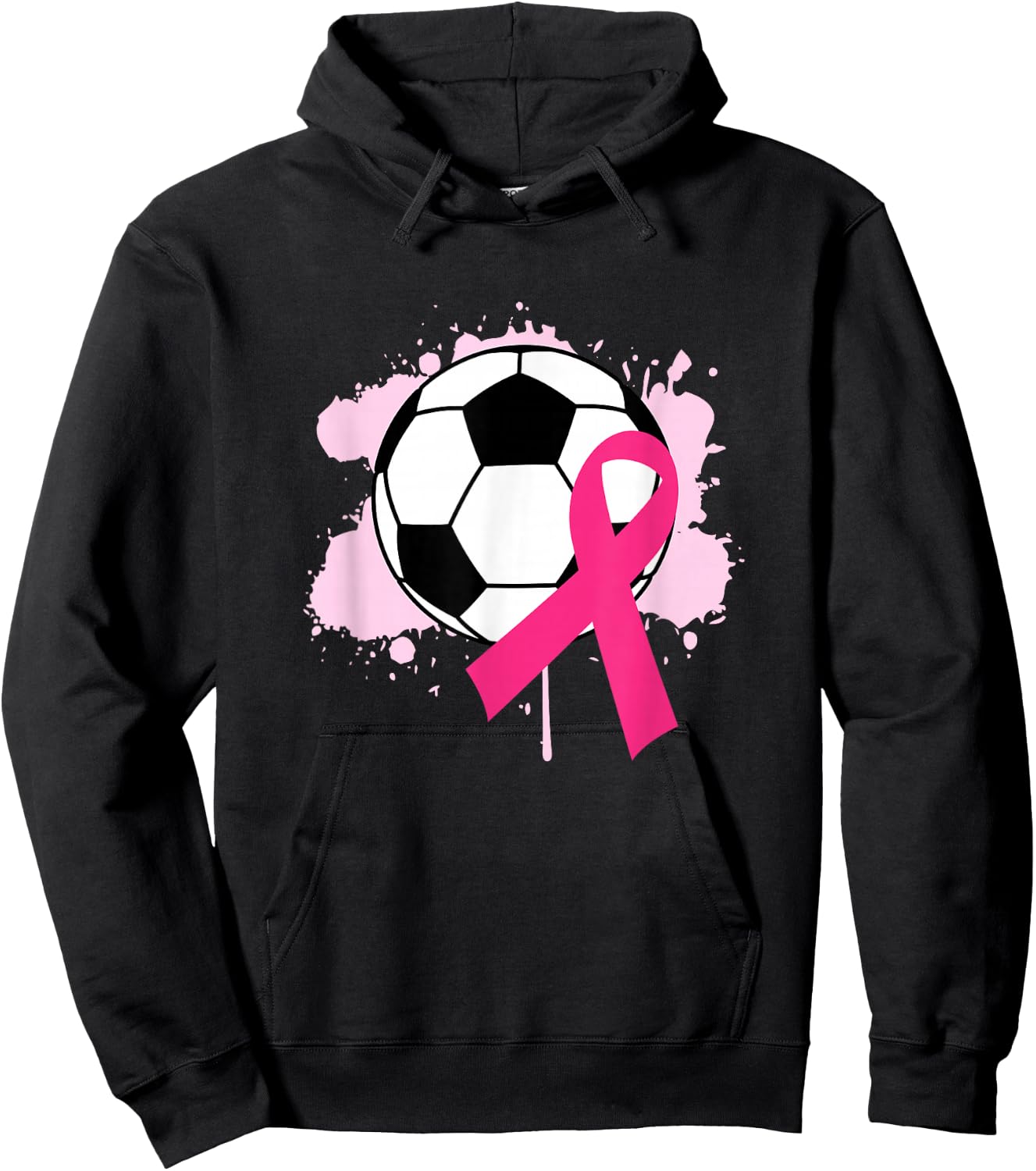 Breast Cancer Awareness Soccer Ball Pink Ribbon Hoodie - Hoodie | Black