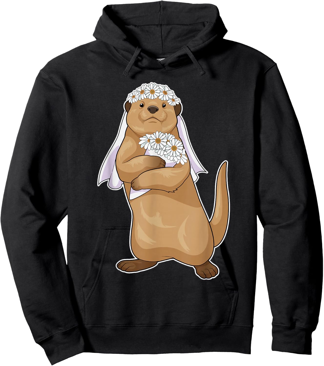 Otter Bride Bridal bouquet Wedding Hoodie - Hoodie | Black