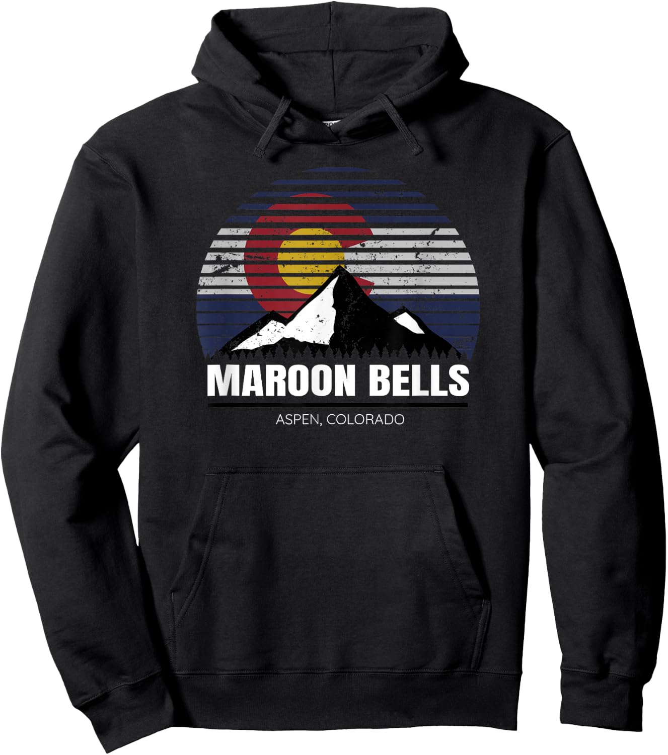 Maroon Bells Colorado State Flag - Aspen CO Hiking Hoodie - Hoodie | Black