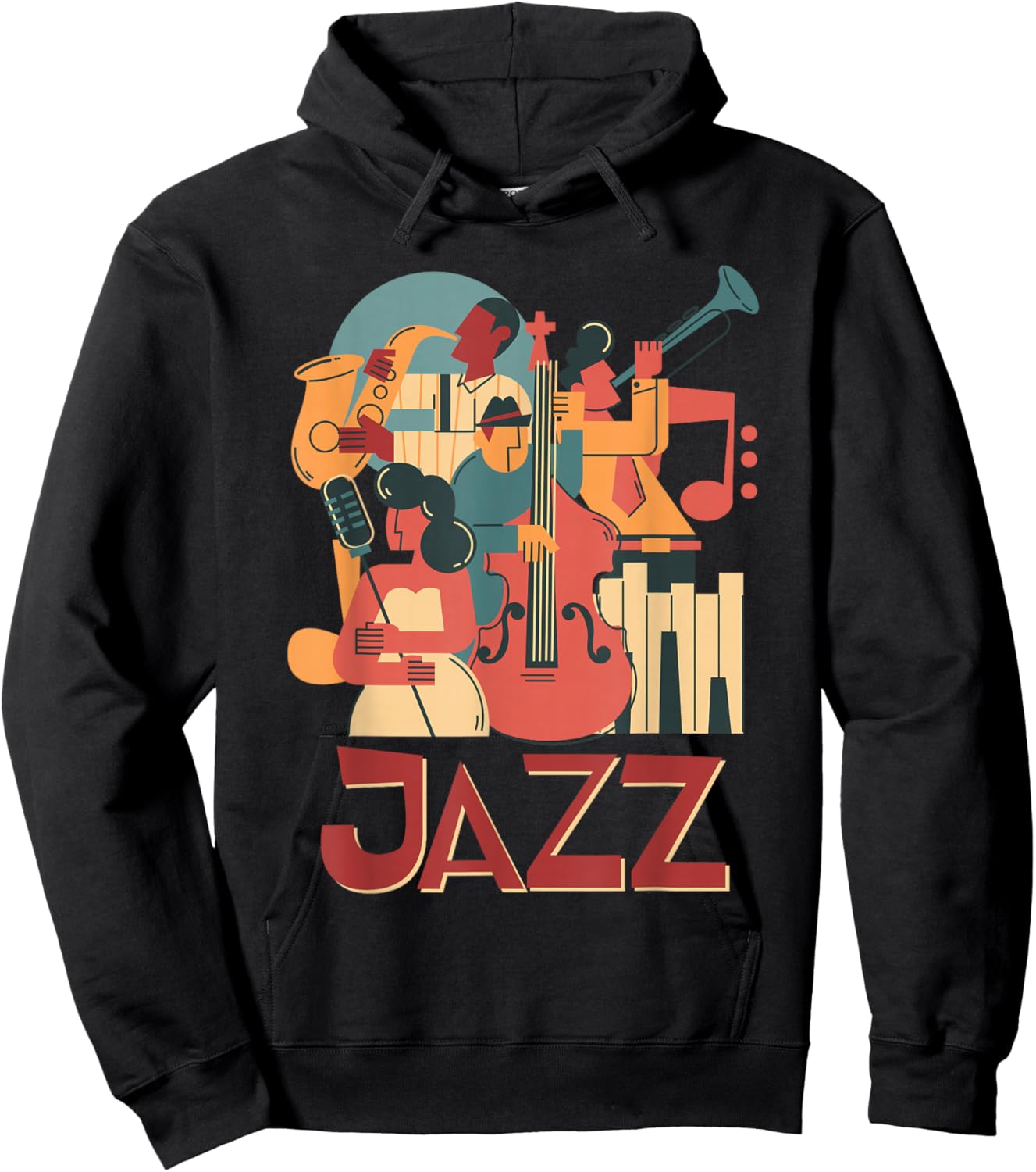 Jazz Musicians Orchestra Playing On Stage Smooth Jazz Hoodie - Hoodie | Black