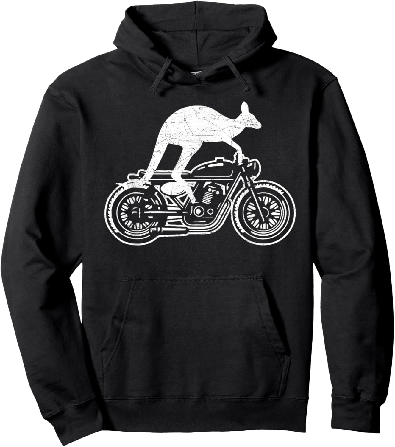 Kangaroo Riding Motorbike Australia Motorcycle Bikers Funny Hoodie - Hoodie | Black