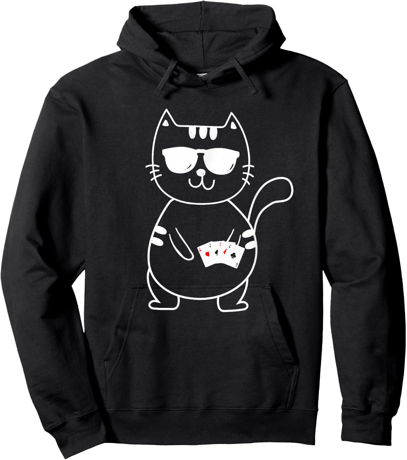 Poker Cat - Poker Texas Hold'Em Gambling Casino Gambler Hoodie - Hoodie | Black