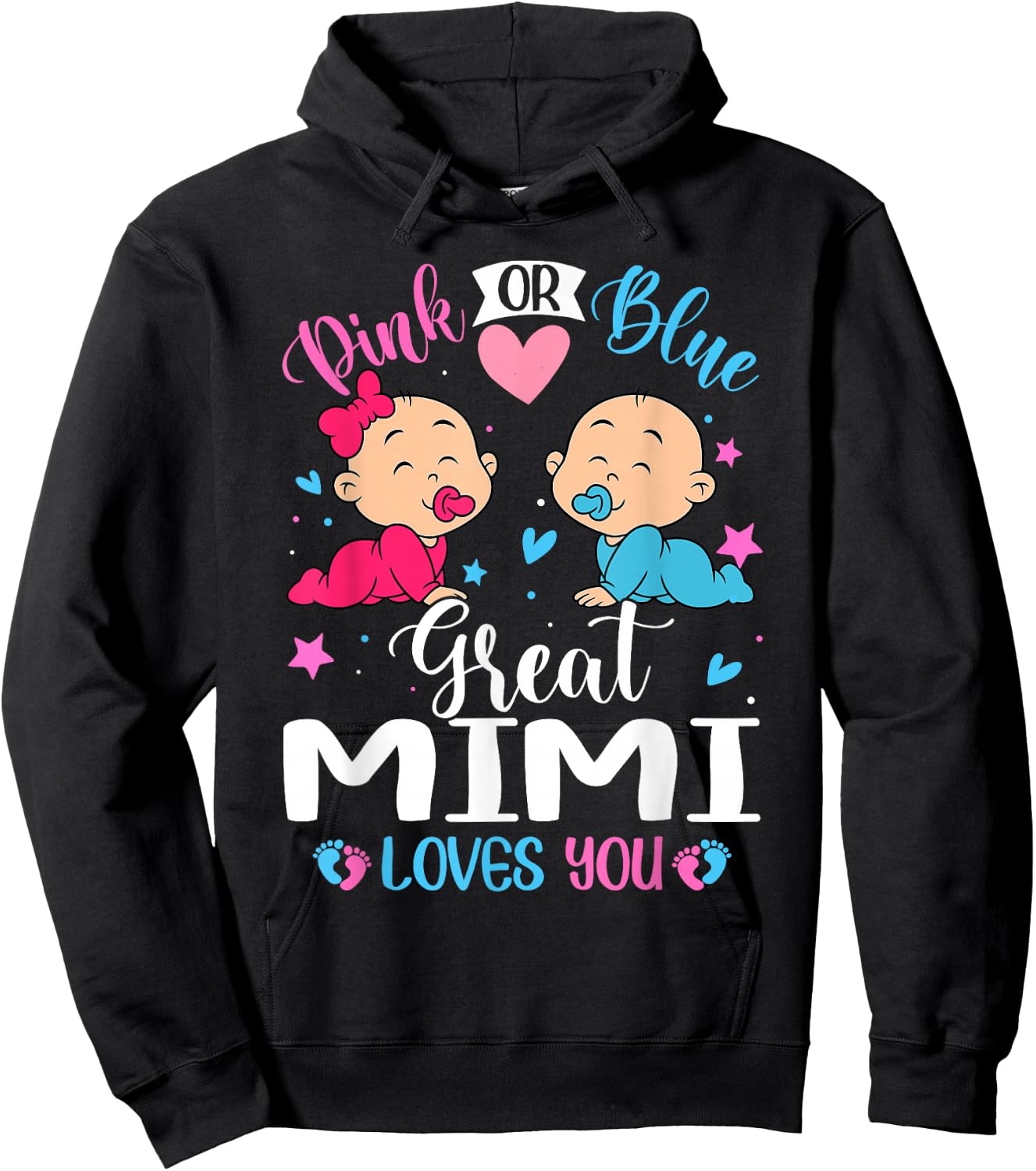 Pink Or Blue Great Mimi Loves You Gender Reveal Hoodie - Hoodie | Black