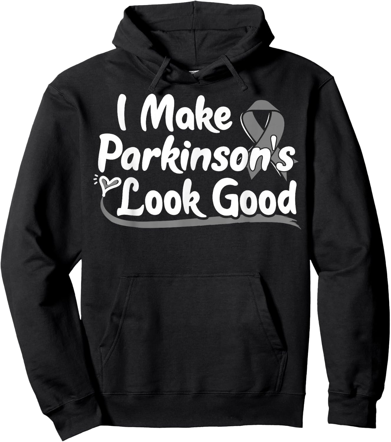 Gift Parkinson Disease Patients Gray Awareness Ribbon Hoodie - Hoodie | Black