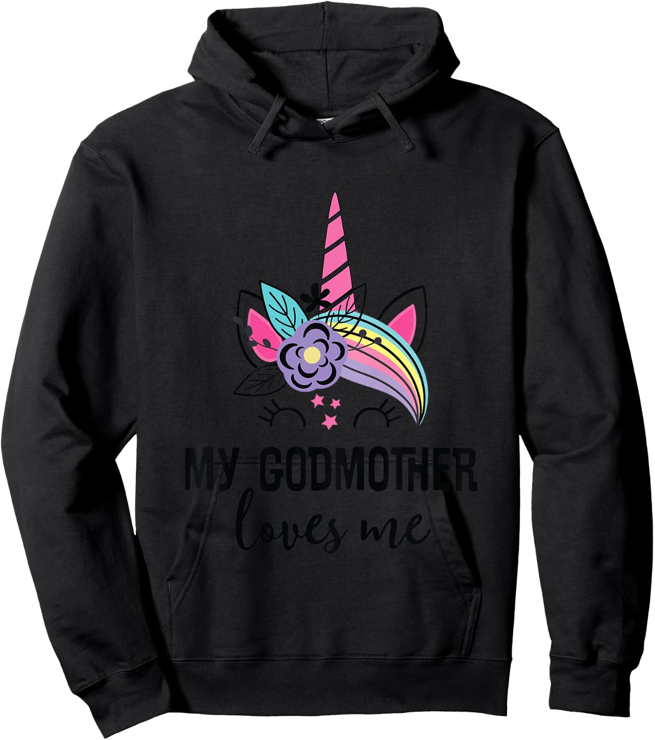 Kids My Godmother Loves Me Goddaughter Unicorn Hoodie - Hoodie | Black