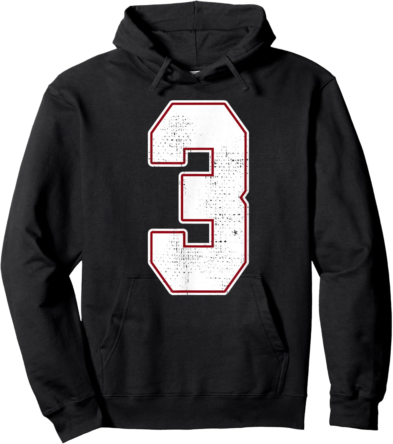 #3 Outline Number 3 Fan Varsity Sports Team Blue Jersey Hoodie - Hoodie | Black