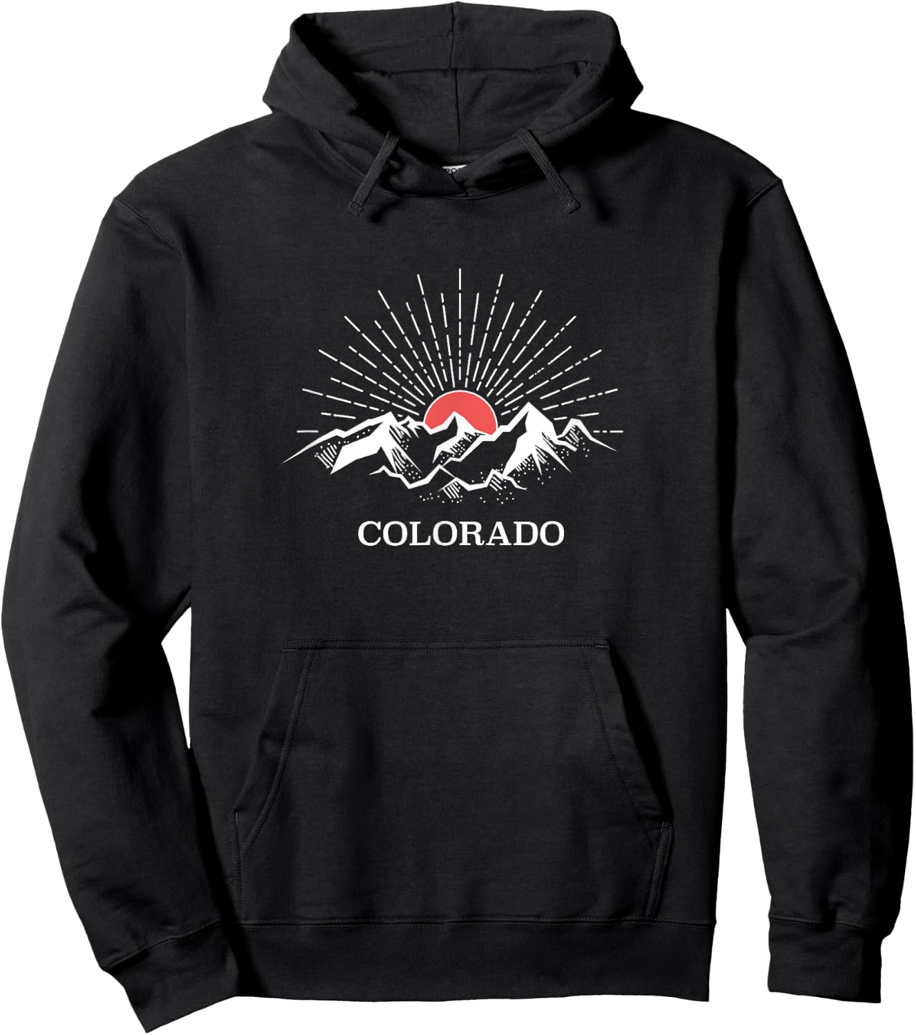 Colorado Mountains - Black, -Adults, Small, Short Sleeve, , Modern Classic, Nature, Colorado-themed Hoodie - Hoodie | Black