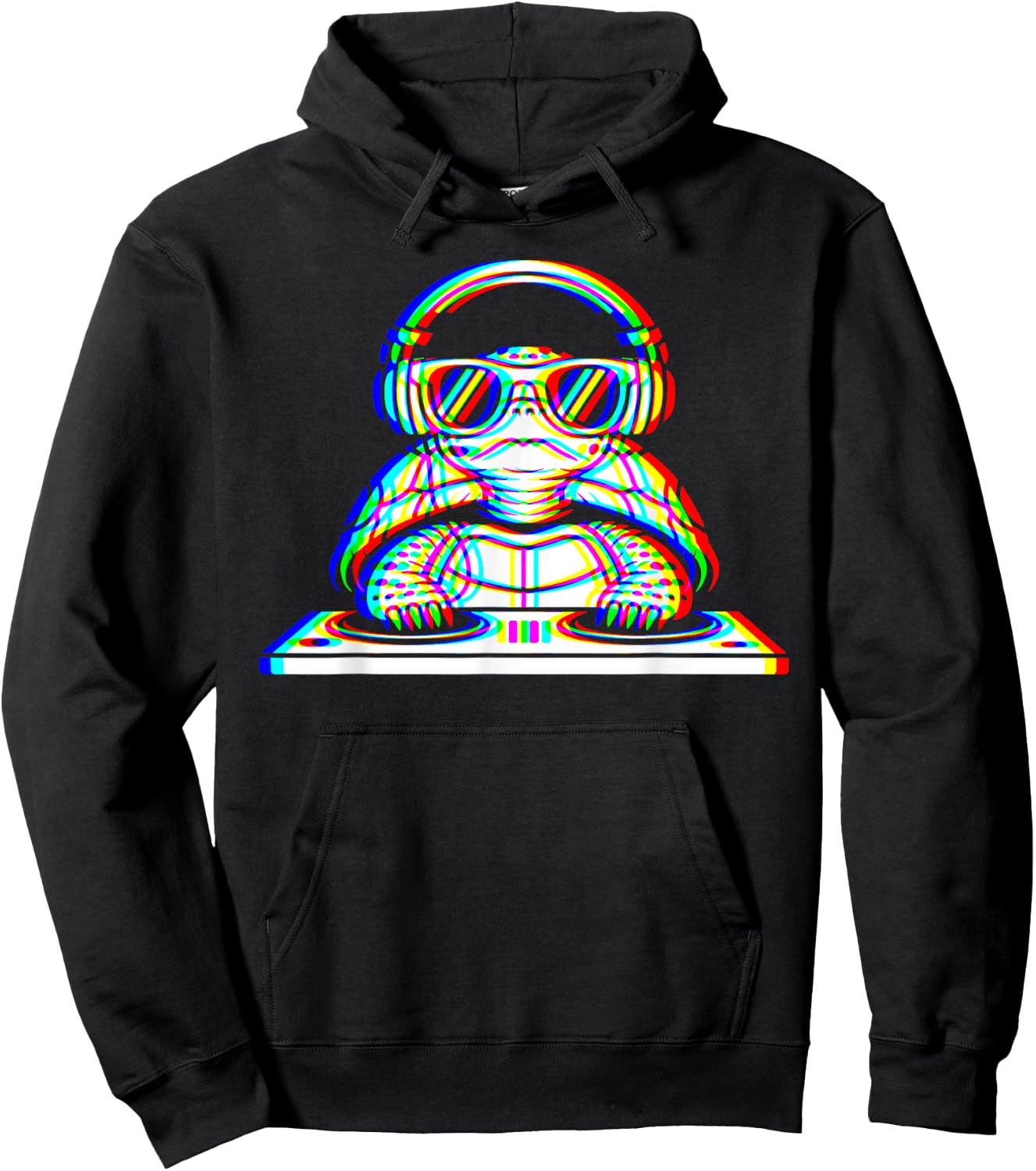 Funny Eastern Box Turtle DJ Glitch Rave EDM Music Party Hoodie - Hoodie | Black