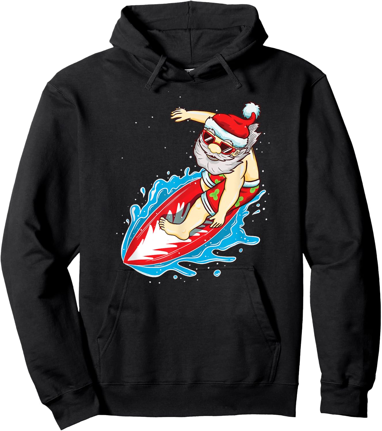 Santa Surfing Christmas in July Shirt Hoodie - Hoodie | Black