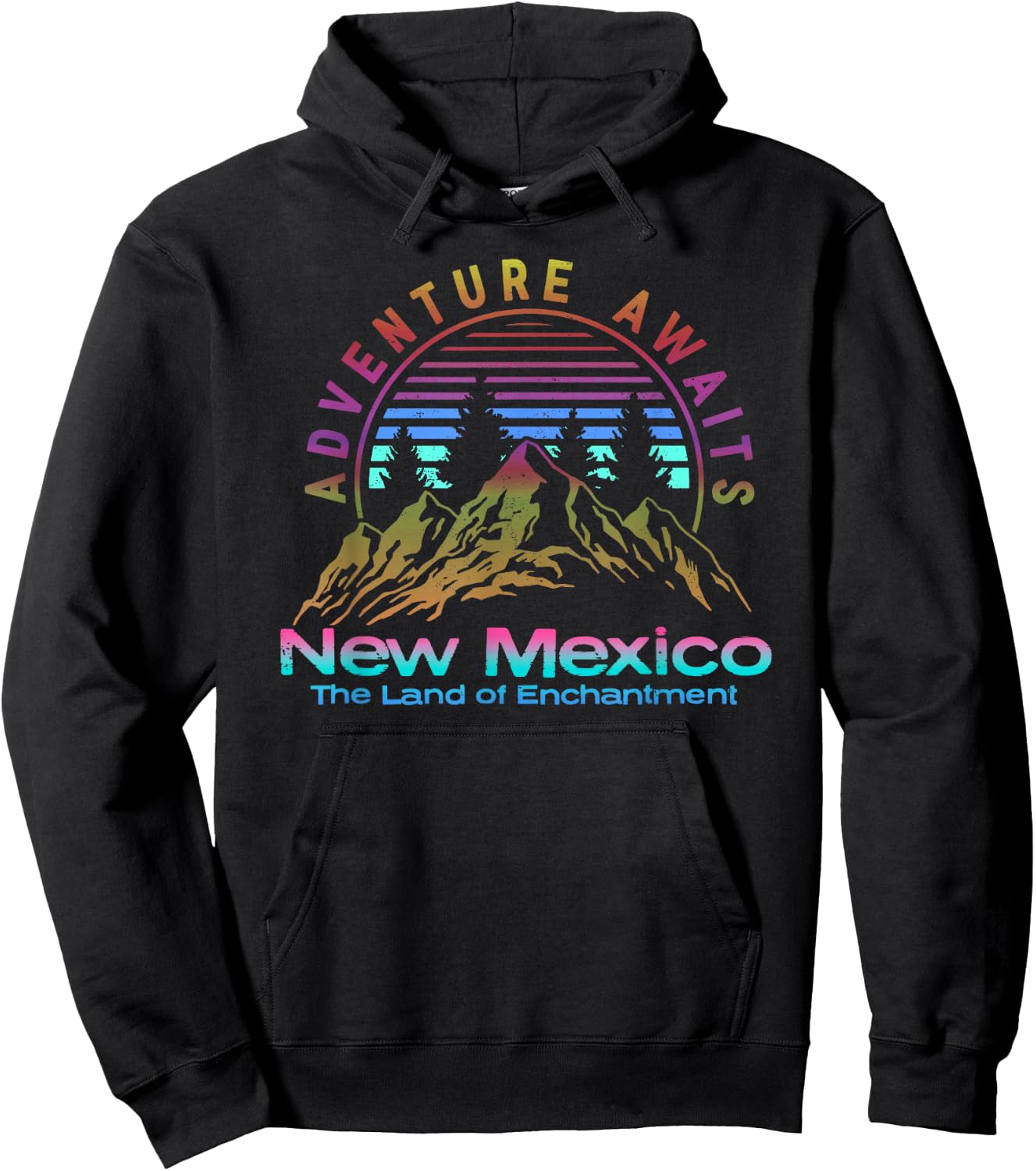 New Mexico State Retro Vintage Outdoors & NM Mountains Hoodie - Hoodie | Black