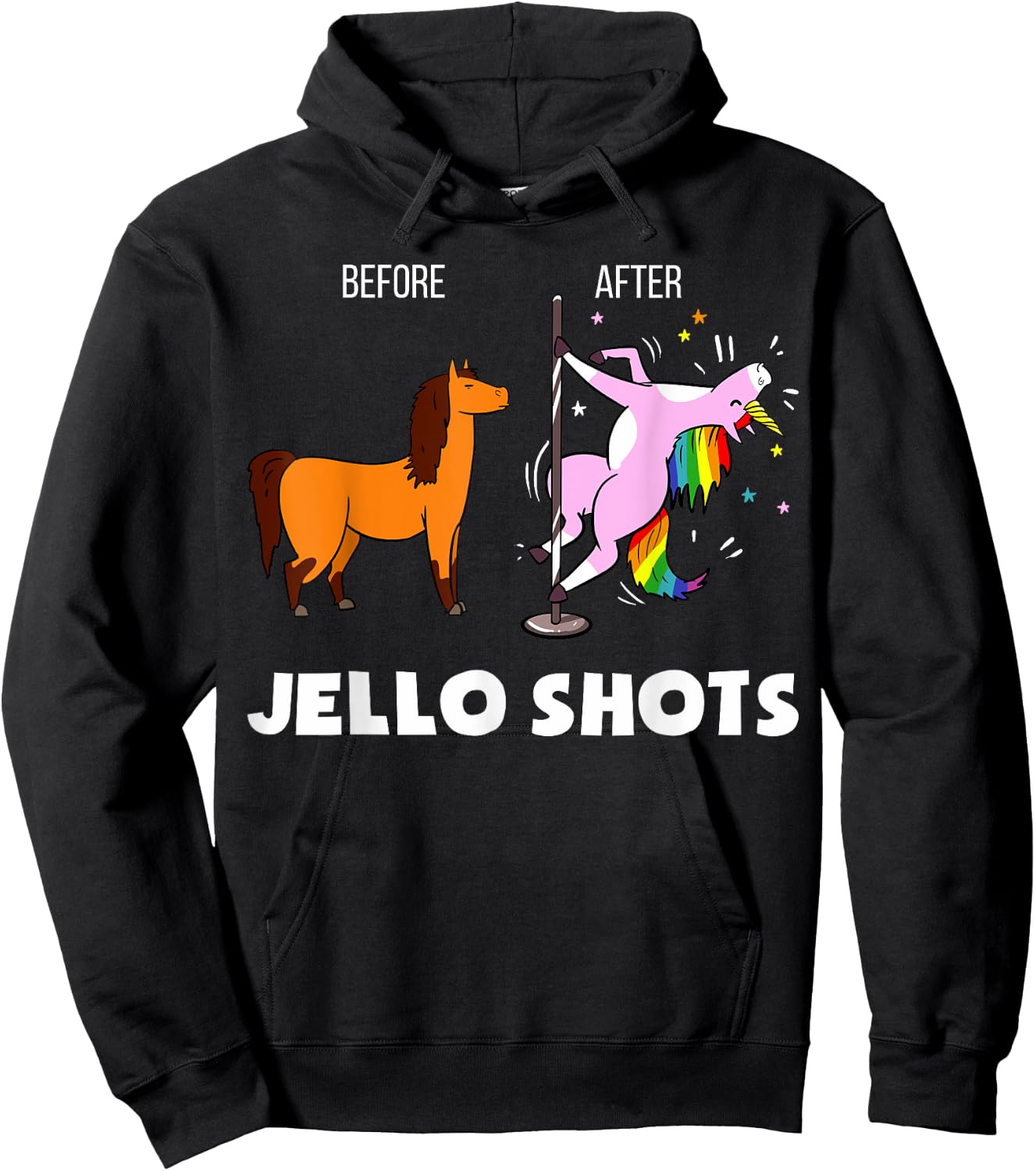 Funny Unicorn Before After Jello Shots Hoodie - Hoodie | Black