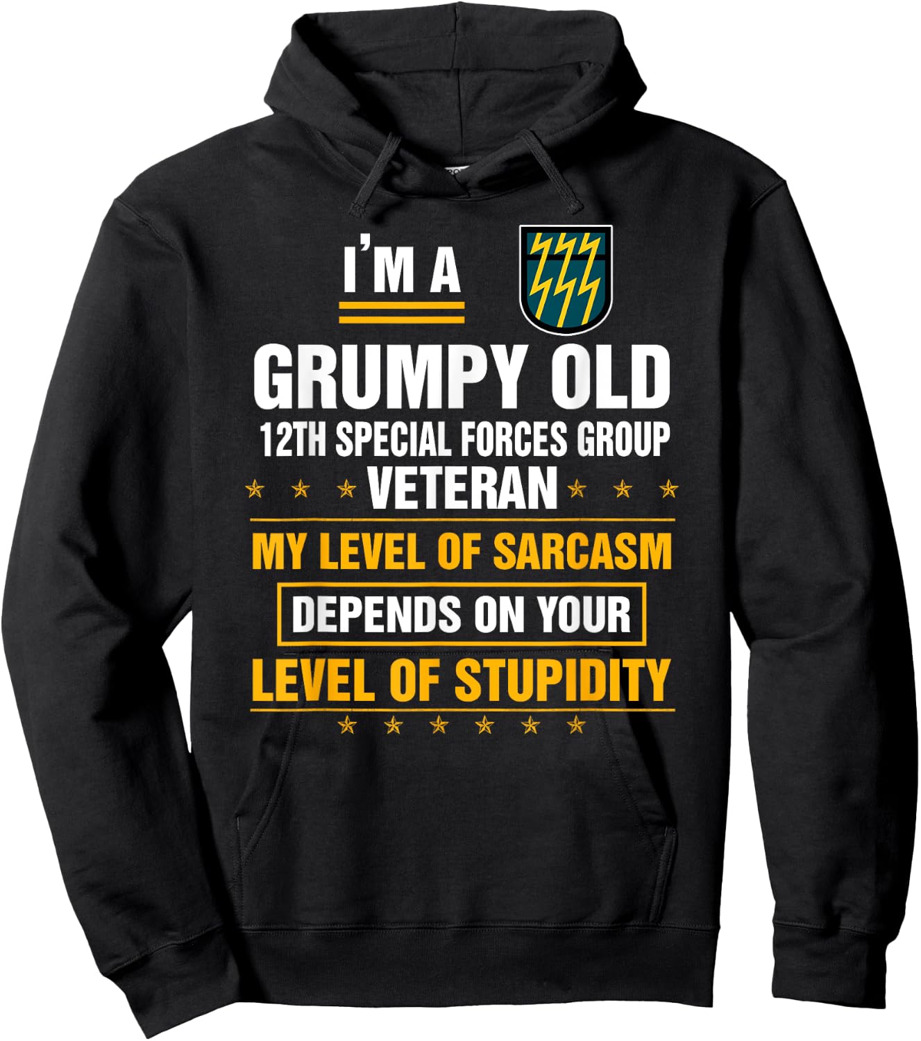 Grumpy Old 12th Special Forces Group Veteran Funny Xmas Hoodie - Hoodie | Black