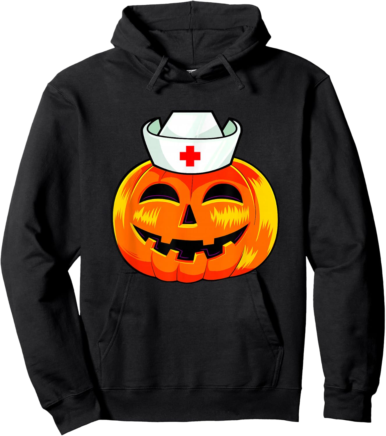 Nurse Halloween Scary Pumpkin Costume Nurse ER CNA ICU Women Hoodie - Hoodie | Black