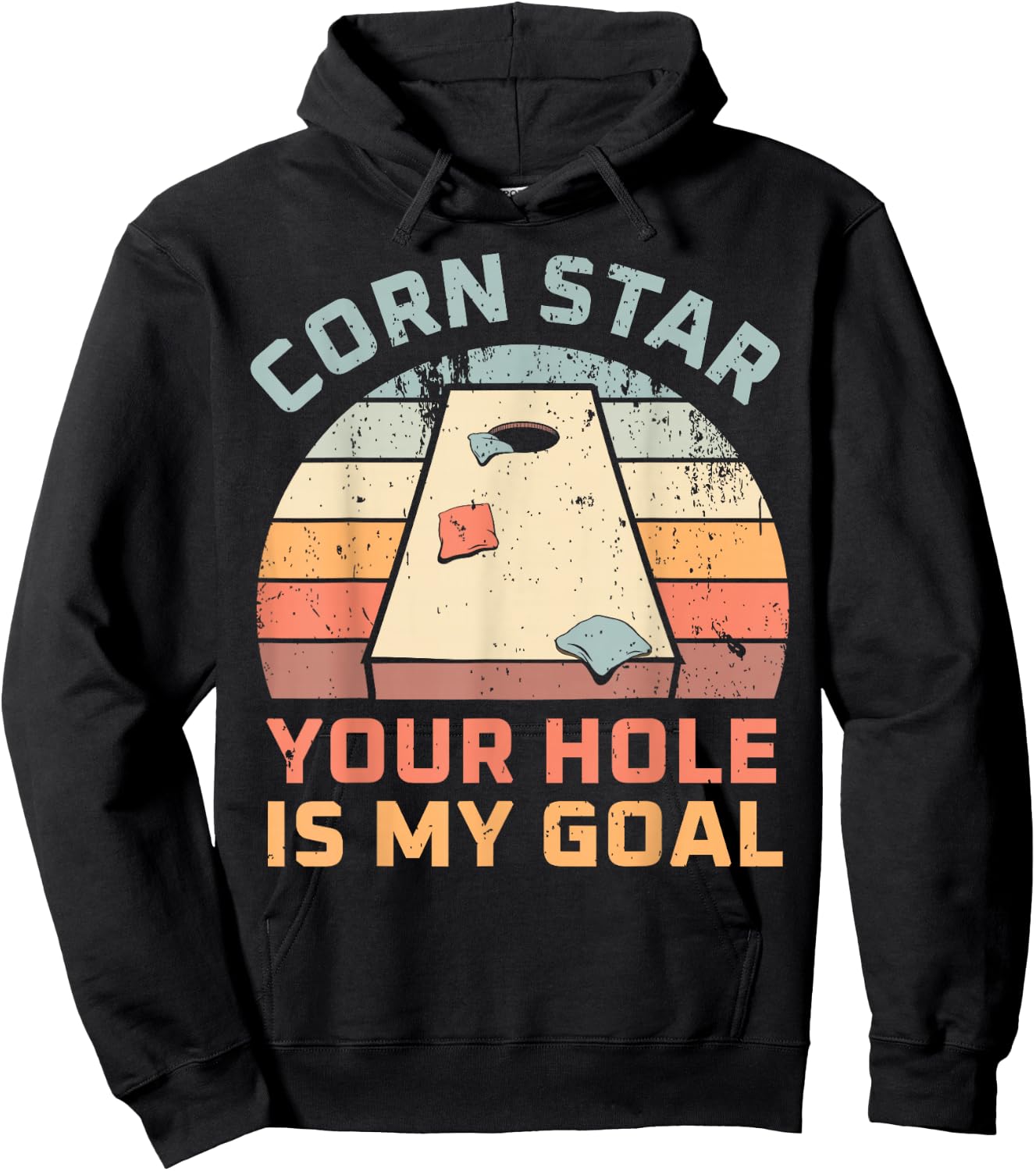 Cornstar Your Hole Is My Goal Cornhole Team Hoodie - Hoodie | Black