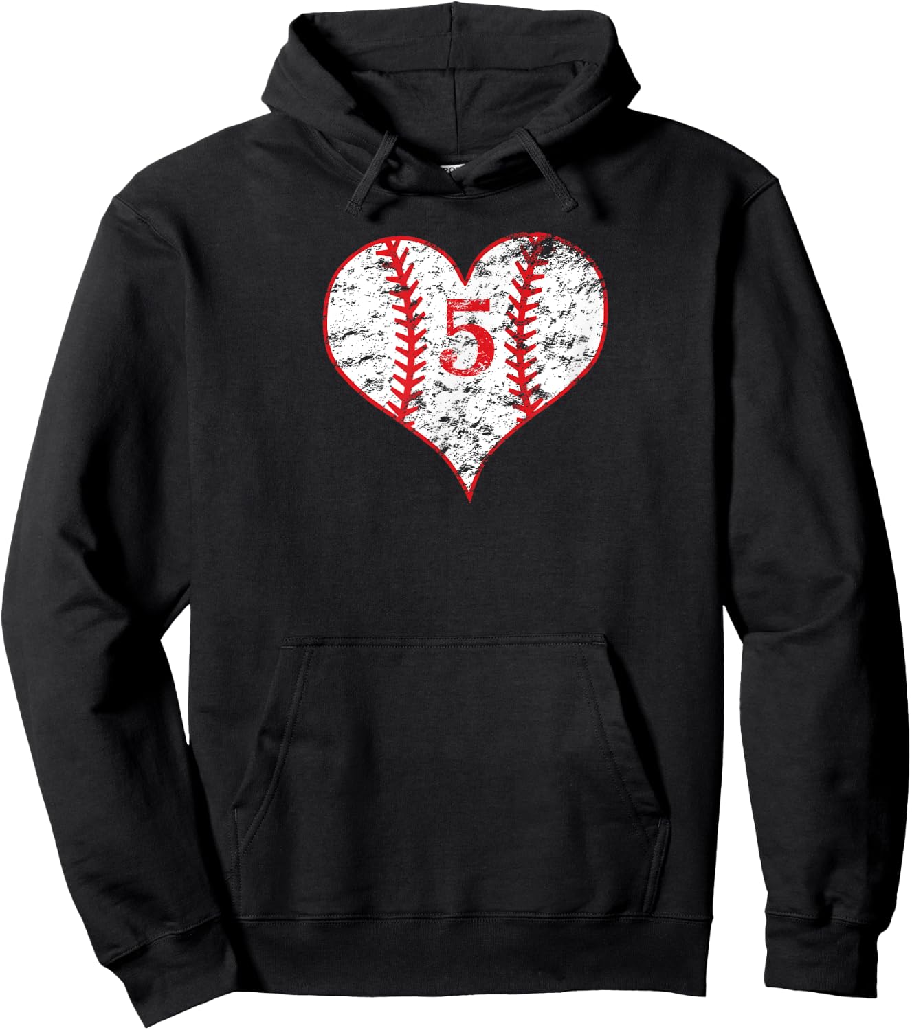 Vintage Love Baseball Mom #5 Baseball Heart Number 5 fan Hoodie - Hoodie | Black