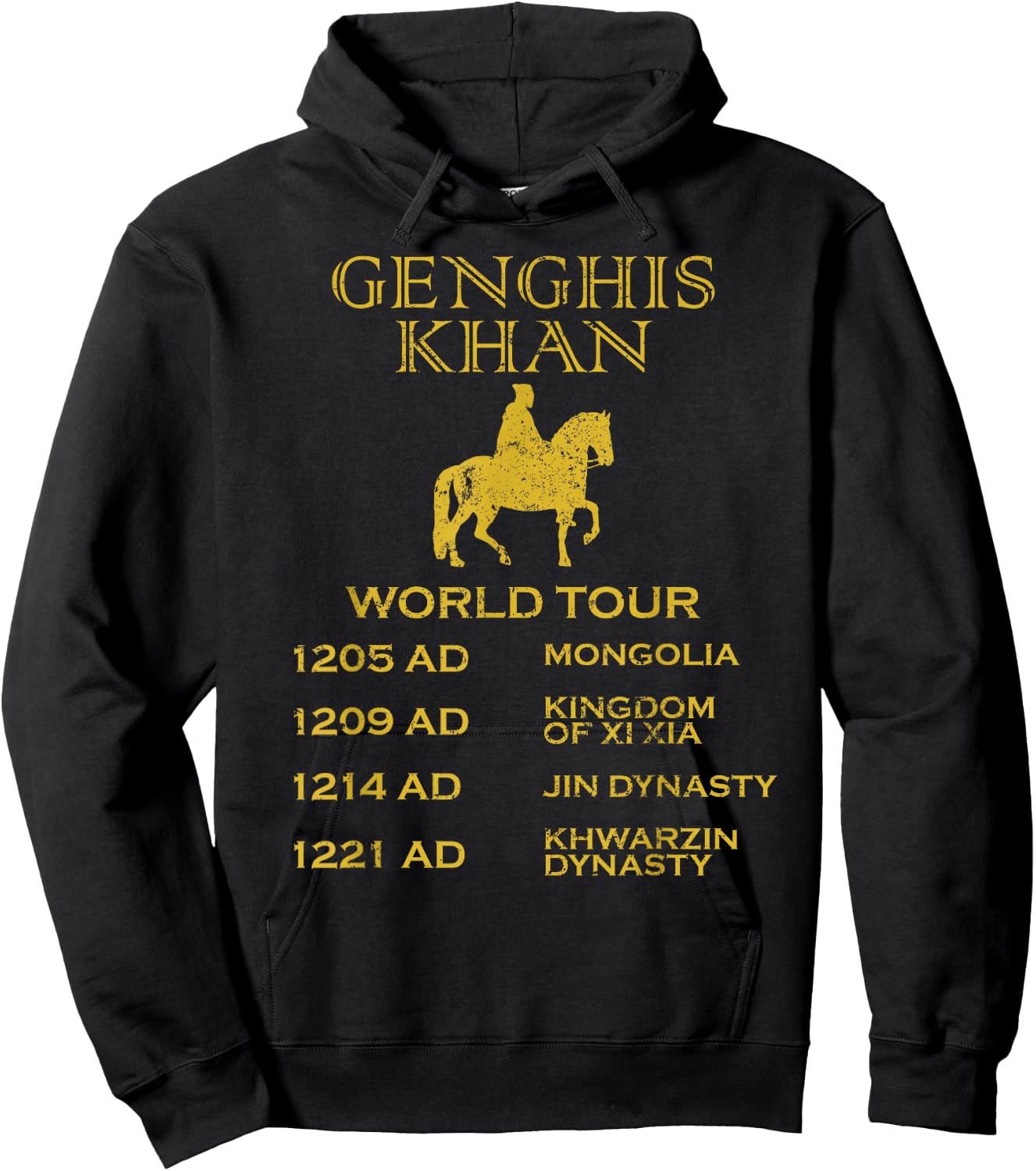Genghis Khan World Tour Shirt Historic Mongol Gift Hoodie - Hoodie | Black