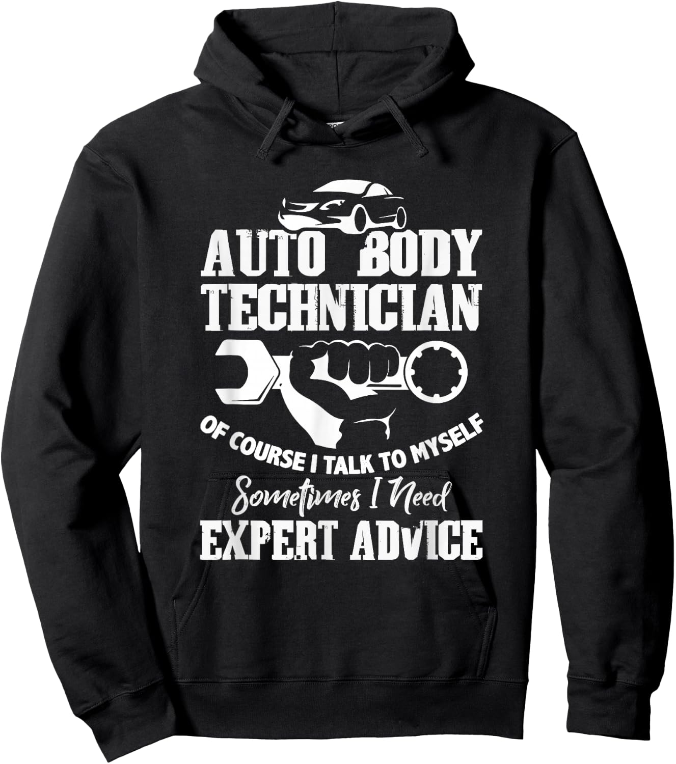 CharlIan Minds - Auto Body Technician - Men's Adult - Black - Short Sleeve - - Classic Fit - Humorous Graphic Design - 'Of Course I'm Talking to Myself' Quote Hoodie - Hoodie | Black