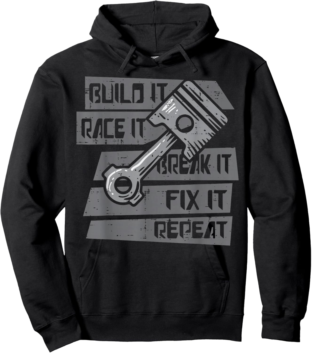 Build Race Break Fix It Repeat Auto Mechanic Men Boys Kids Hoodie - Hoodie | Black