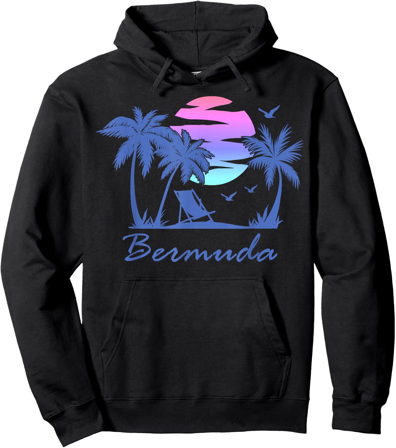 BERMUDA Beach Vacation Trip Retro Vintage Sunset Graphic Men Women Kids Hoodie - Hoodie | Black