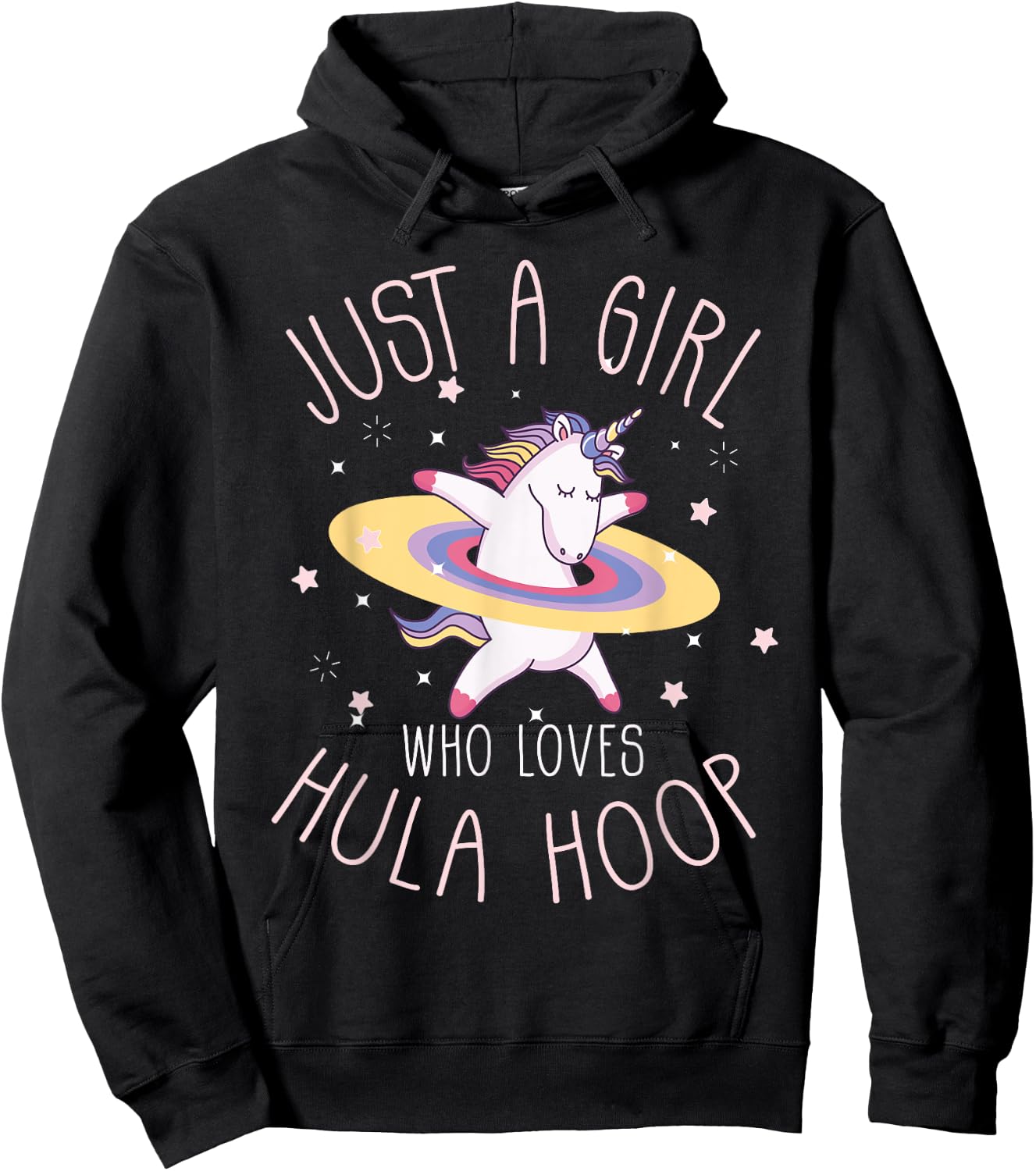 Just A Girl Who Loves Hula Hoop Rainbow Unicorn Hoodie - Hoodie | Black