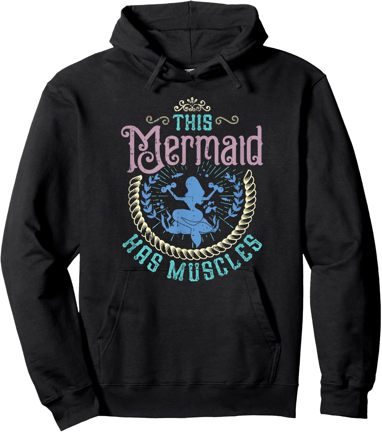 Mermaid Muscle Inspirational Weightlifting Exercise Quote Hoodie - Hoodie | Black