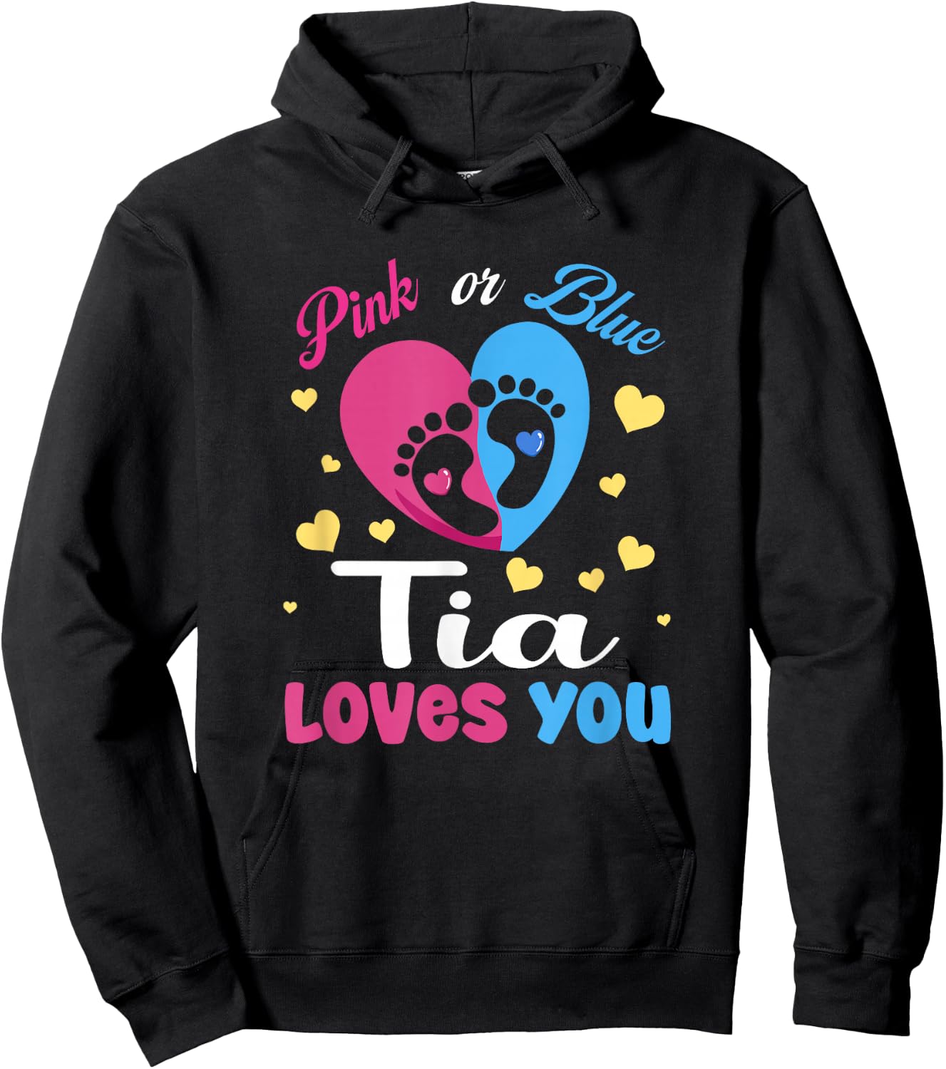 Pink Or Blue Tia Loves You Baby Gender Reveal Party Hoodie - Hoodie | Black