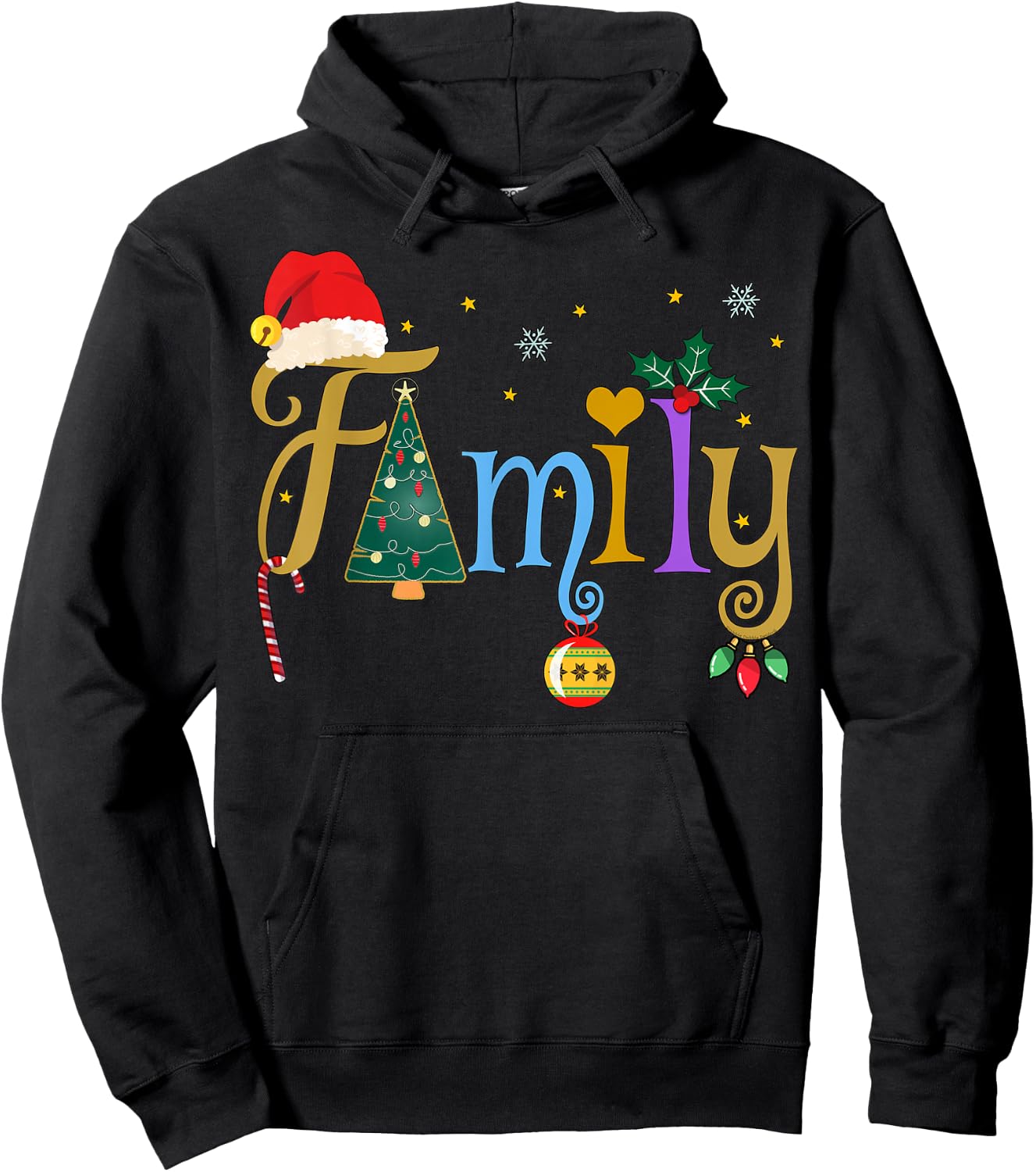 FAMILY Letters Holiday Style Love My Family Christmas Hoodie - Hoodie | Black