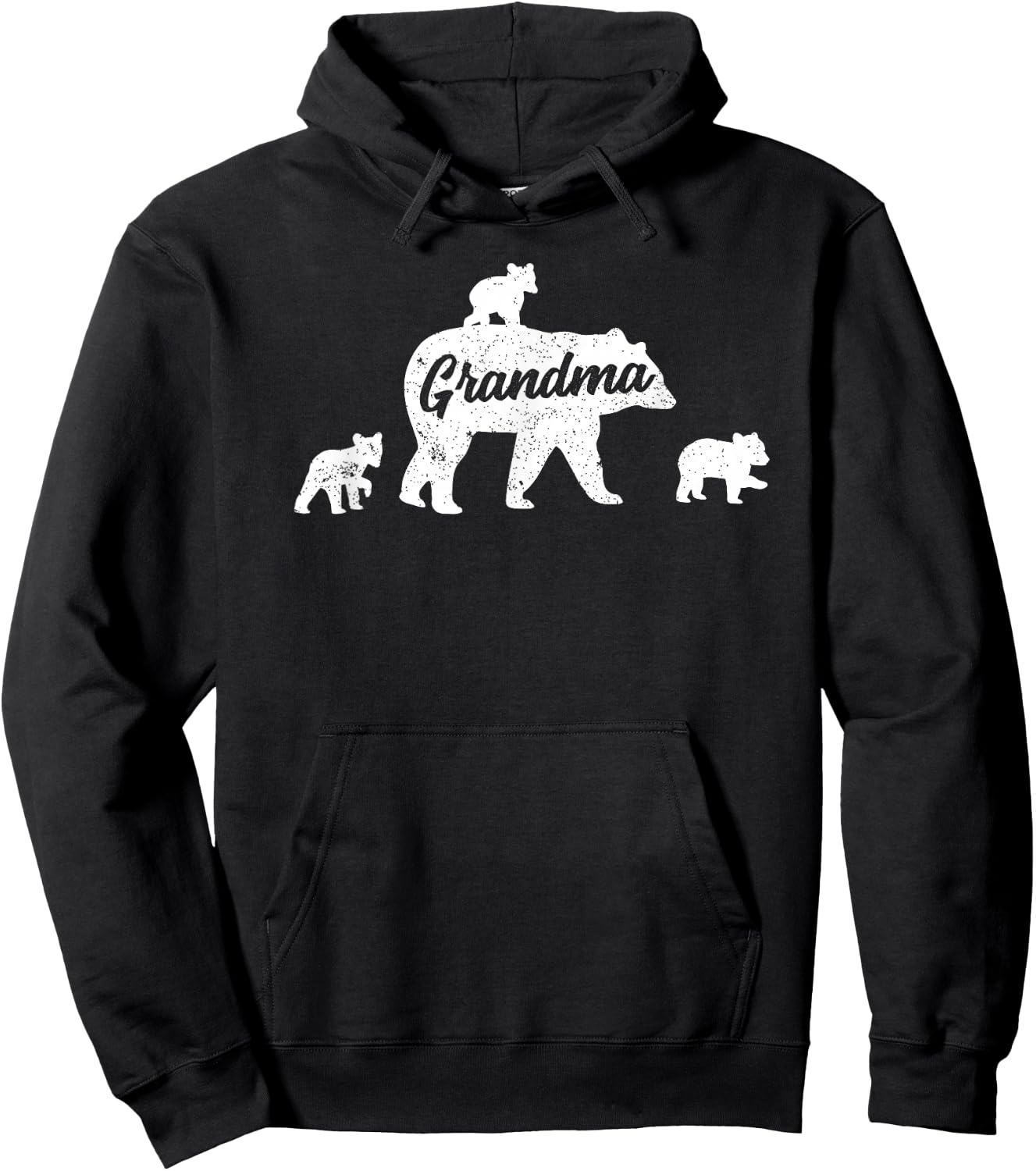 Vintage Grandma Bear 3 Cubs Mother's Day Hoodie - Hoodie | Black