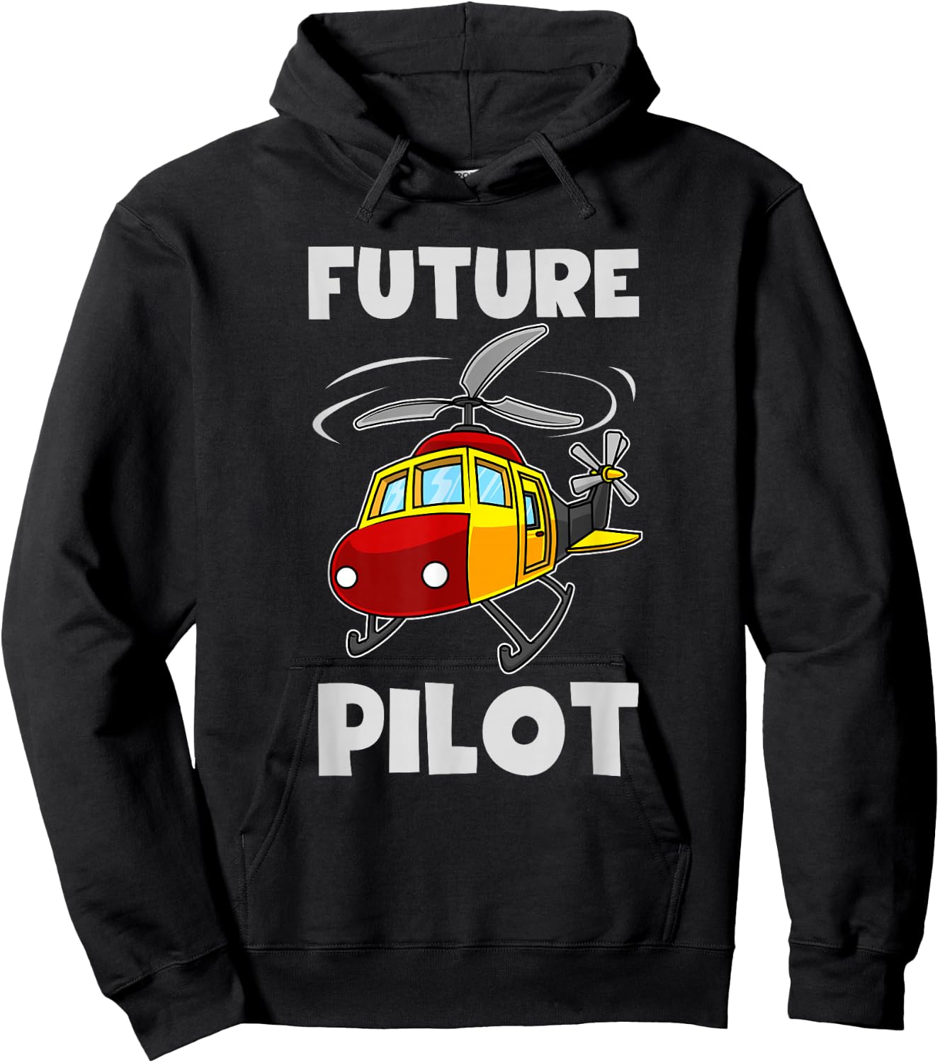 Funny Future Pilot Gift | Cute Helicopter Boys Girls Kids Hoodie - Hoodie | Black