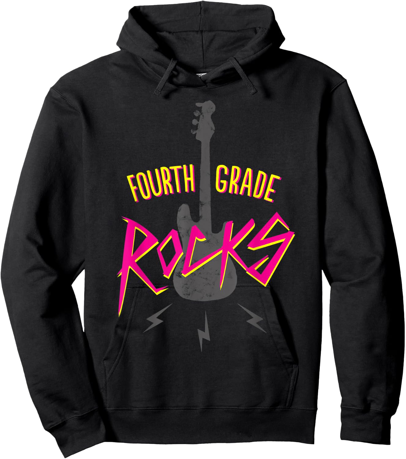 Fourth Grade Rocks Shirt 4th Grade Retro Guitar Hoodie - Hoodie | Black