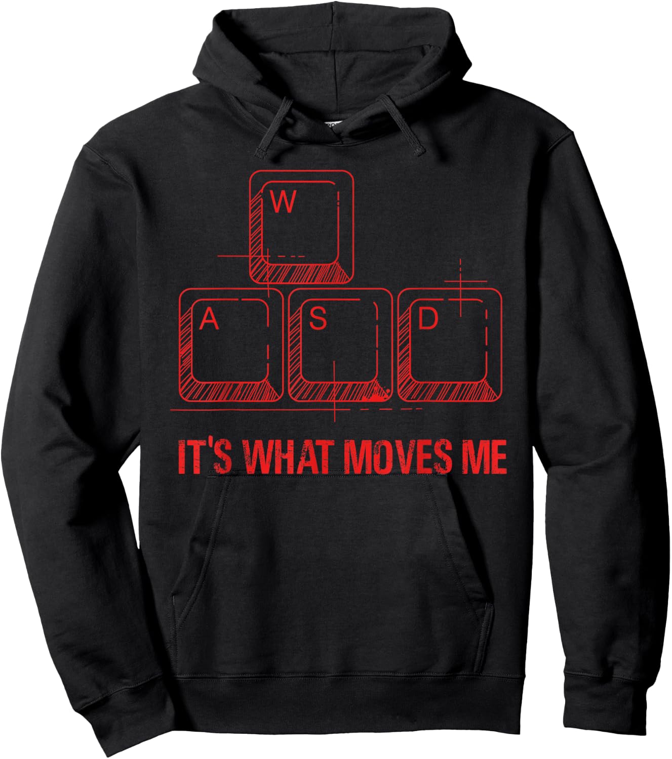 PC Gamer Merch Men Women Merchandise Retro Gift Funny WASD Its What Moves Me Video Games Gamer -Youth Black Modern Casual Hoodie - Hoodie | Black