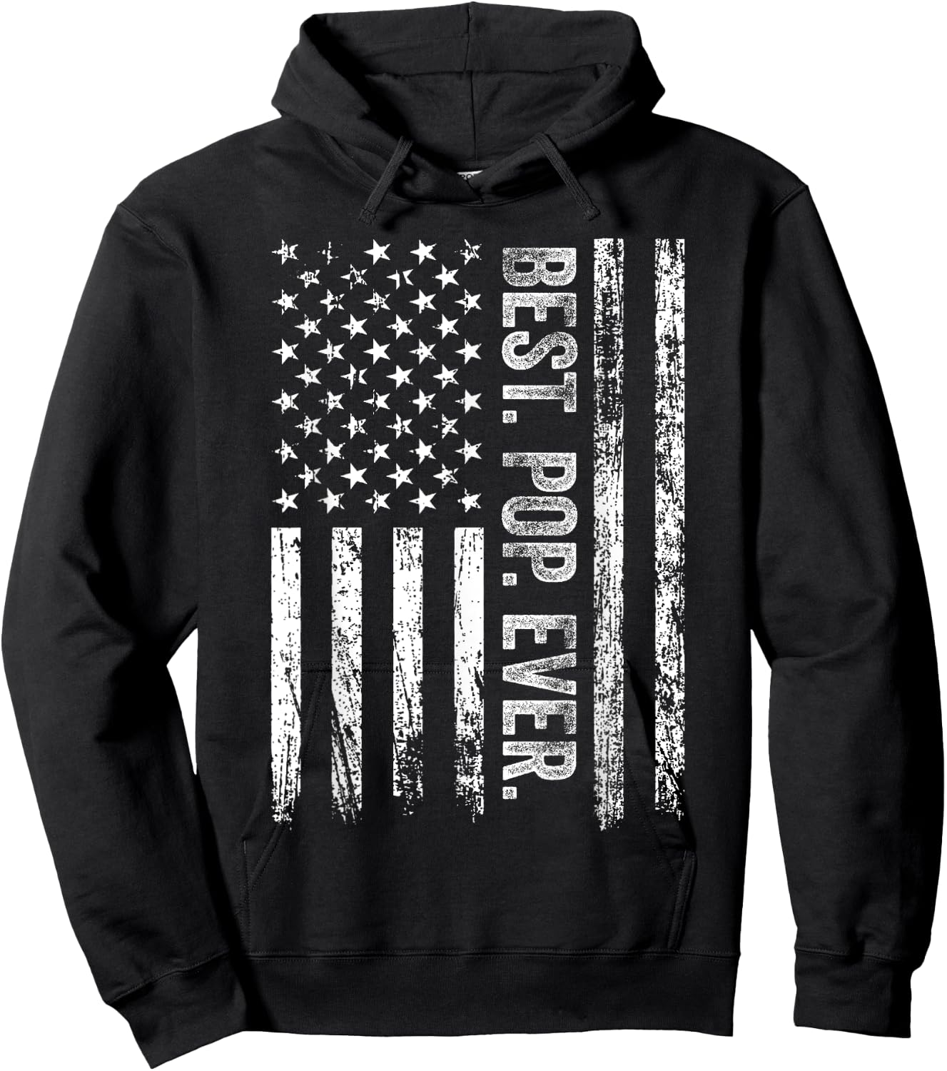 Best Pop Ever Vintage American US Flag Father's Day Hoodie - Hoodie | Black