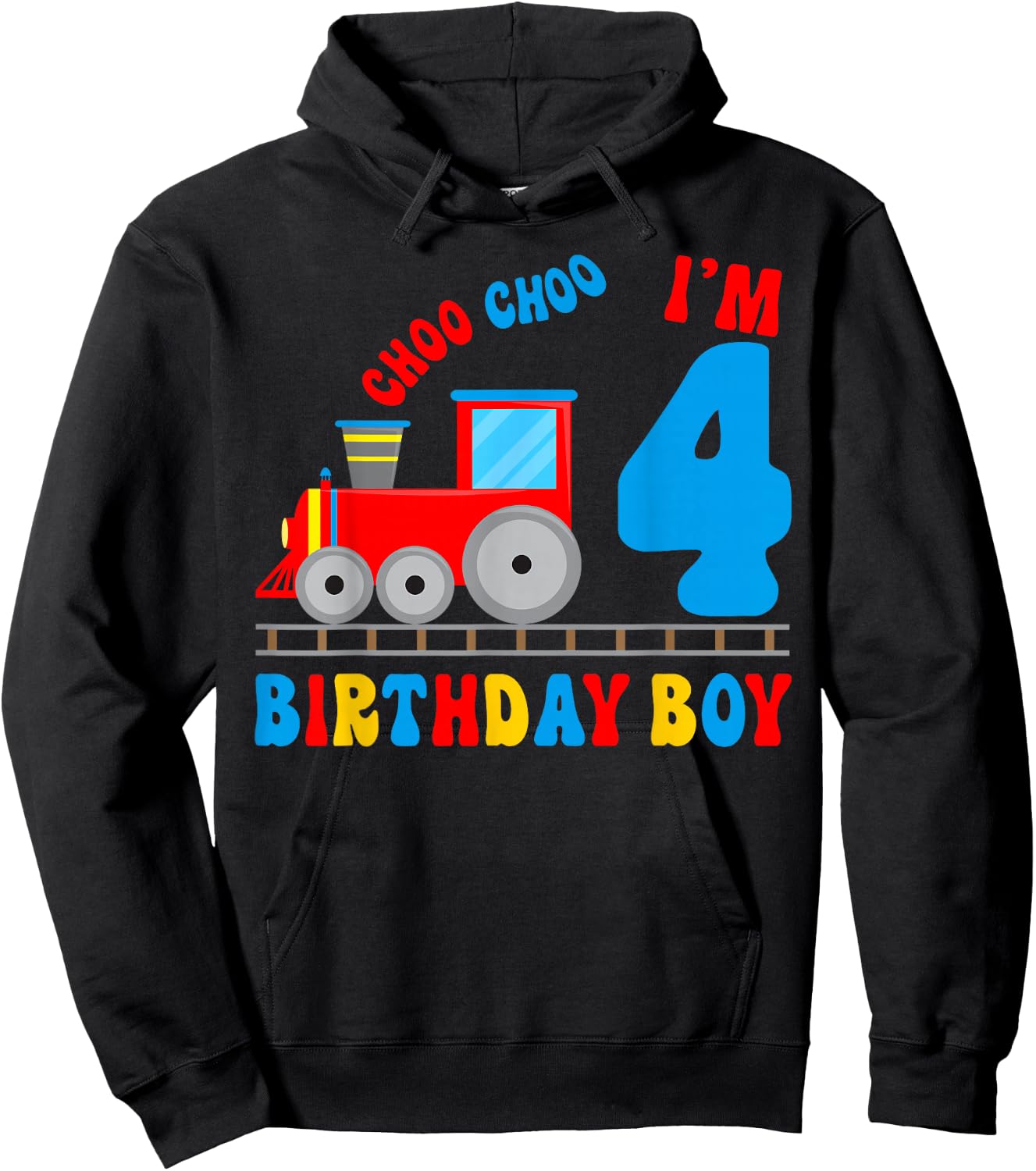I'm 4 Years Old Kids Train Lover It's My 4th Birthday Boy Hoodie - Hoodie | Black