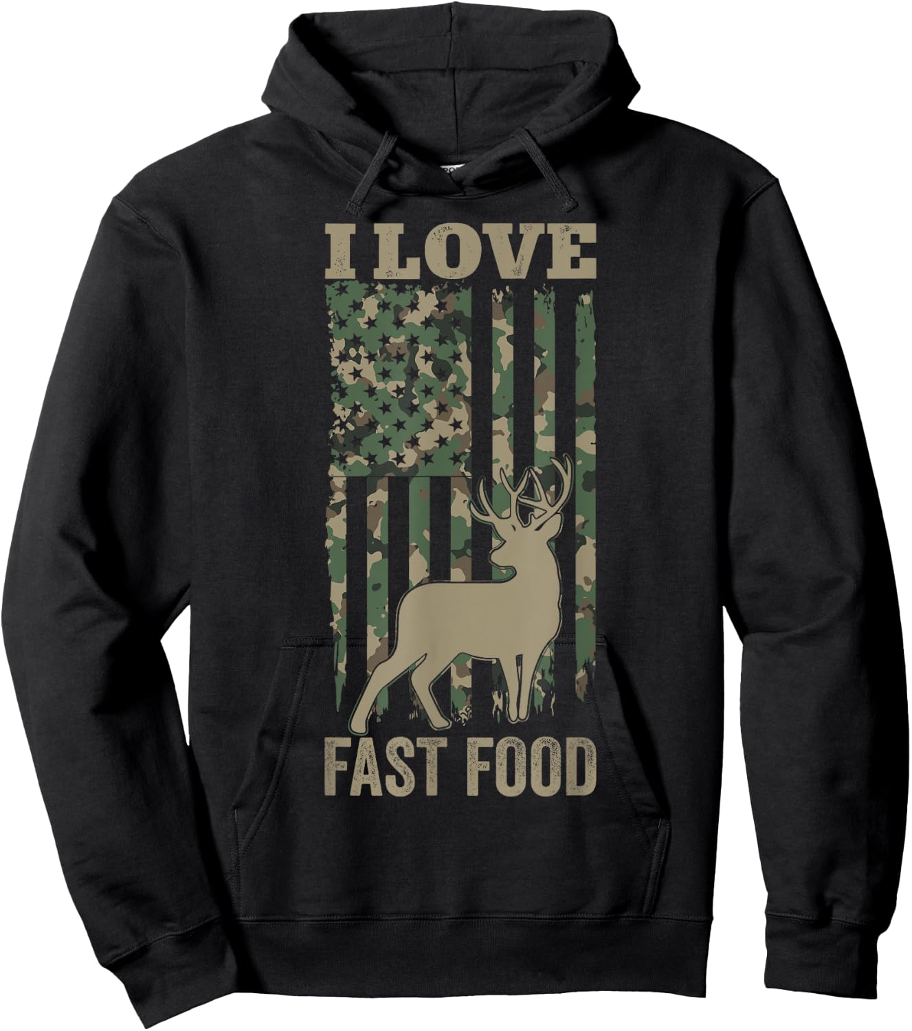 I Love Fast Food Deer Hunting Hoodie - Hoodie | Black