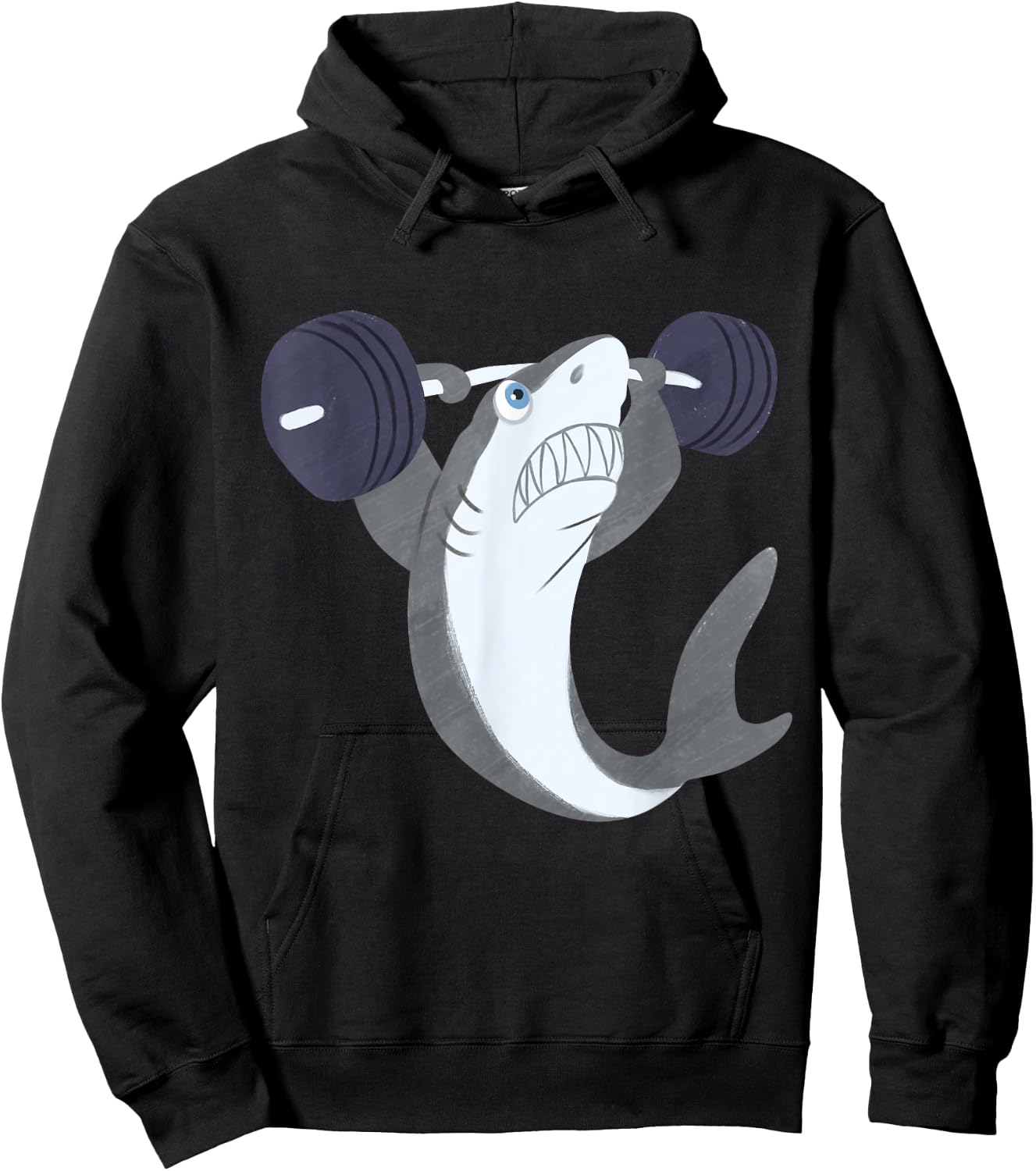 Weightlifing Shark Barbell - Funny Workout Gym Weightlifter Hoodie - Hoodie | Black