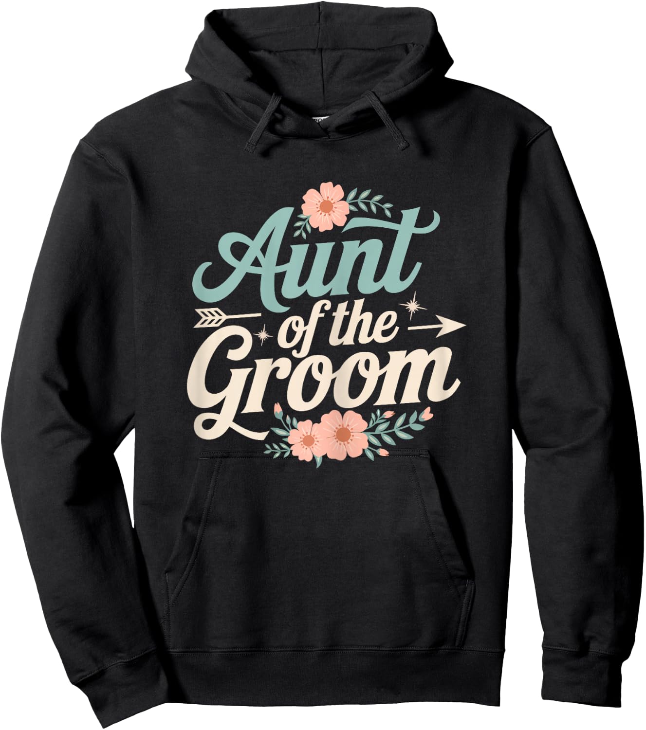 Aunt of the Groom Floral Wedding Groom Gifts for Aunt Women Hoodie - Hoodie | Black