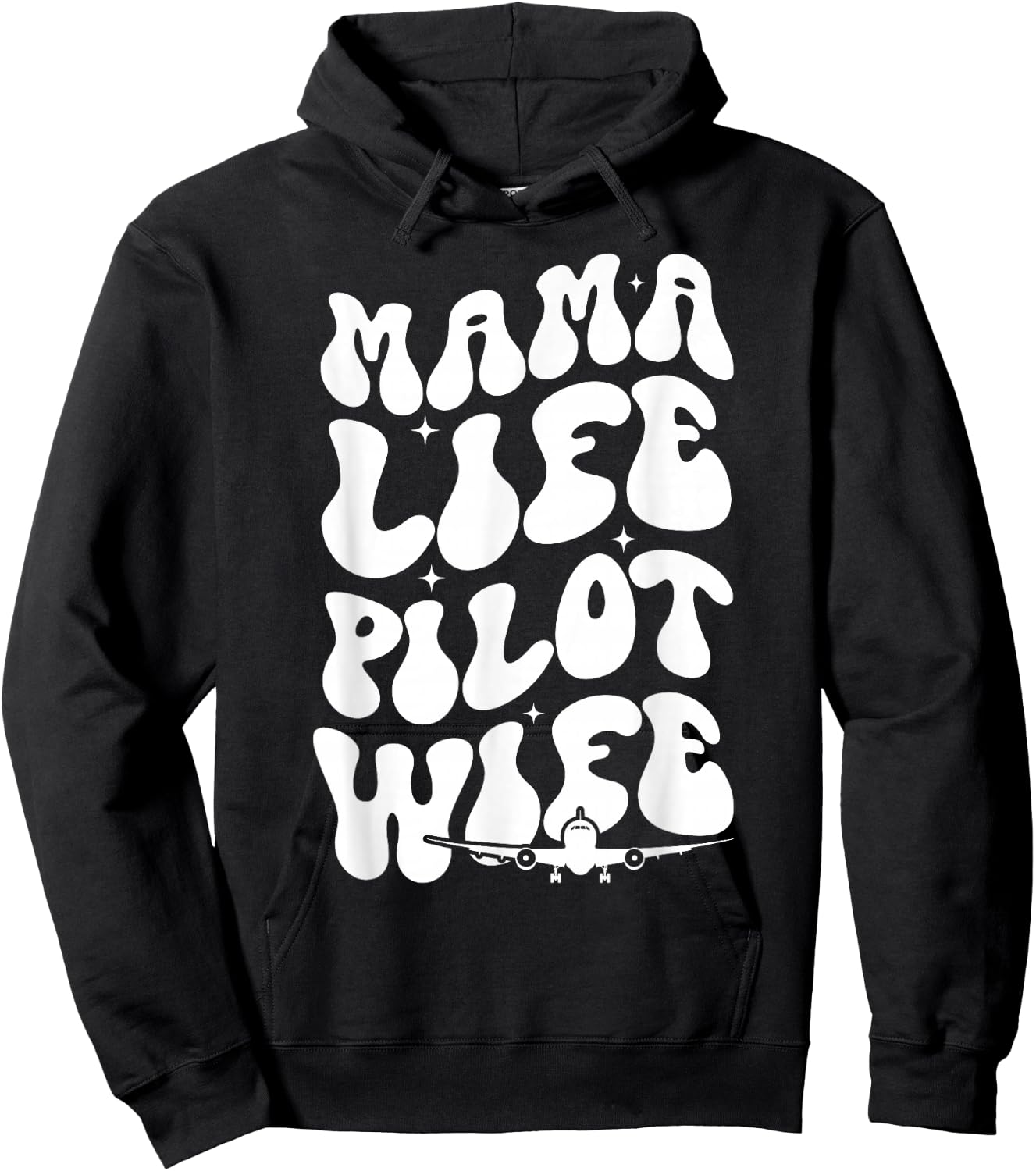 Mama Life Pilot Wife of A Pilot Groovy Airplane Pilot Wife Hoodie - Hoodie | Black