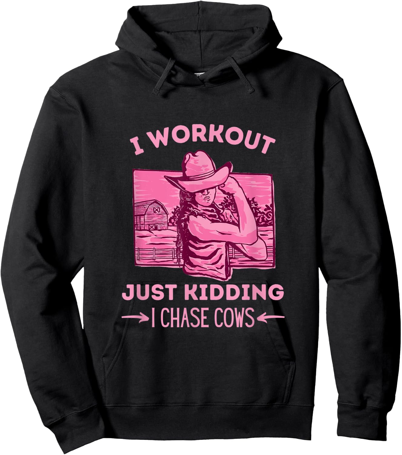 I Workout Just Kidding I Chase Cows Hoodie - Hoodie | Black
