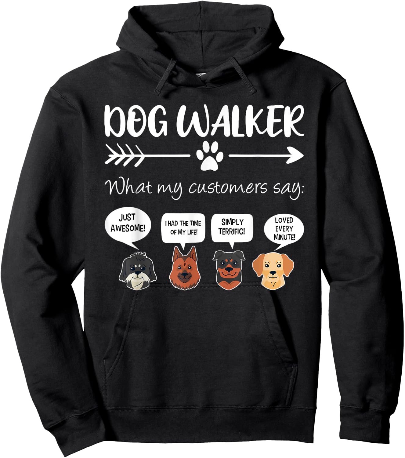 Dog Walker Shirt Dog Walking Gift Funny Cute Dog Faces Women Girls Kids Hoodie - Hoodie | Black