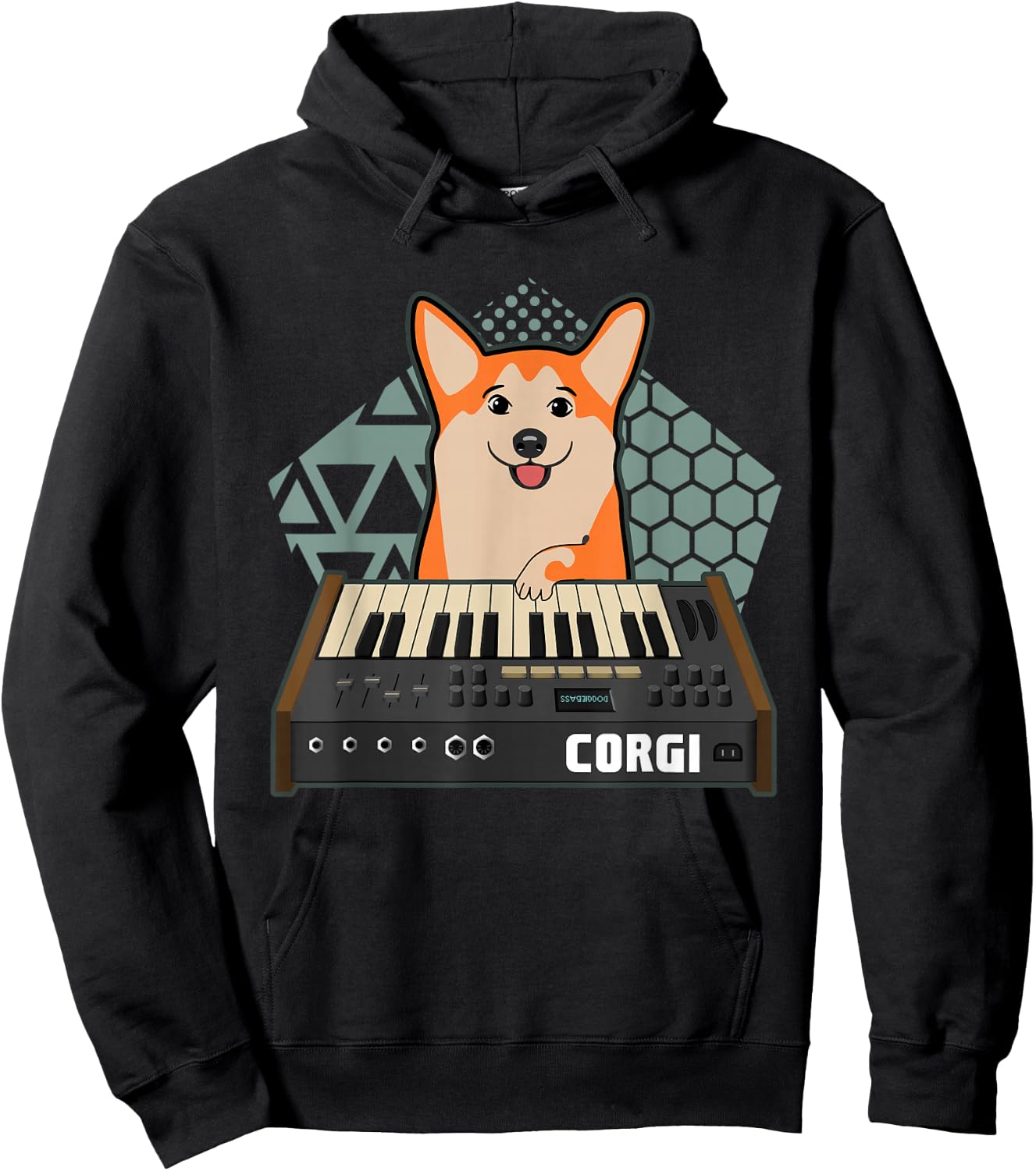 Corgi Synthesizer Musician Dog Lover Hoodie - Hoodie | Black