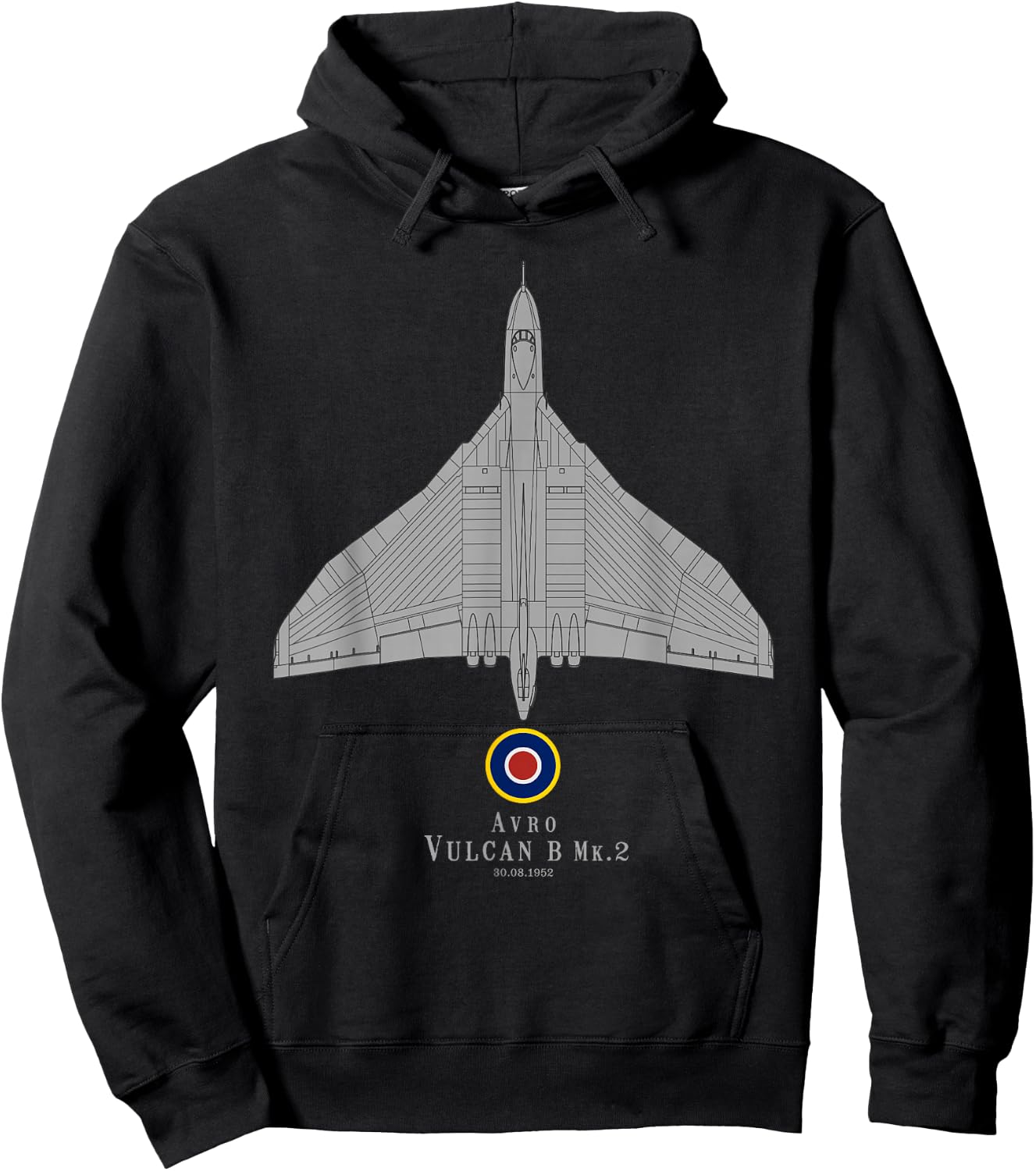 Avro Vulcan Supersonic Bomber Airplane Tech Print Hoodie - Hoodie | Black