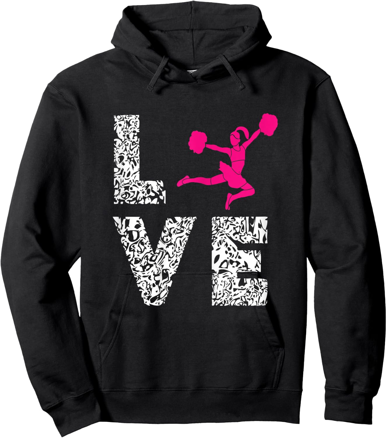 Cheerleader Love Cardio Pom Poms Girl Cheerleading Workout Hoodie - Hoodie | Black